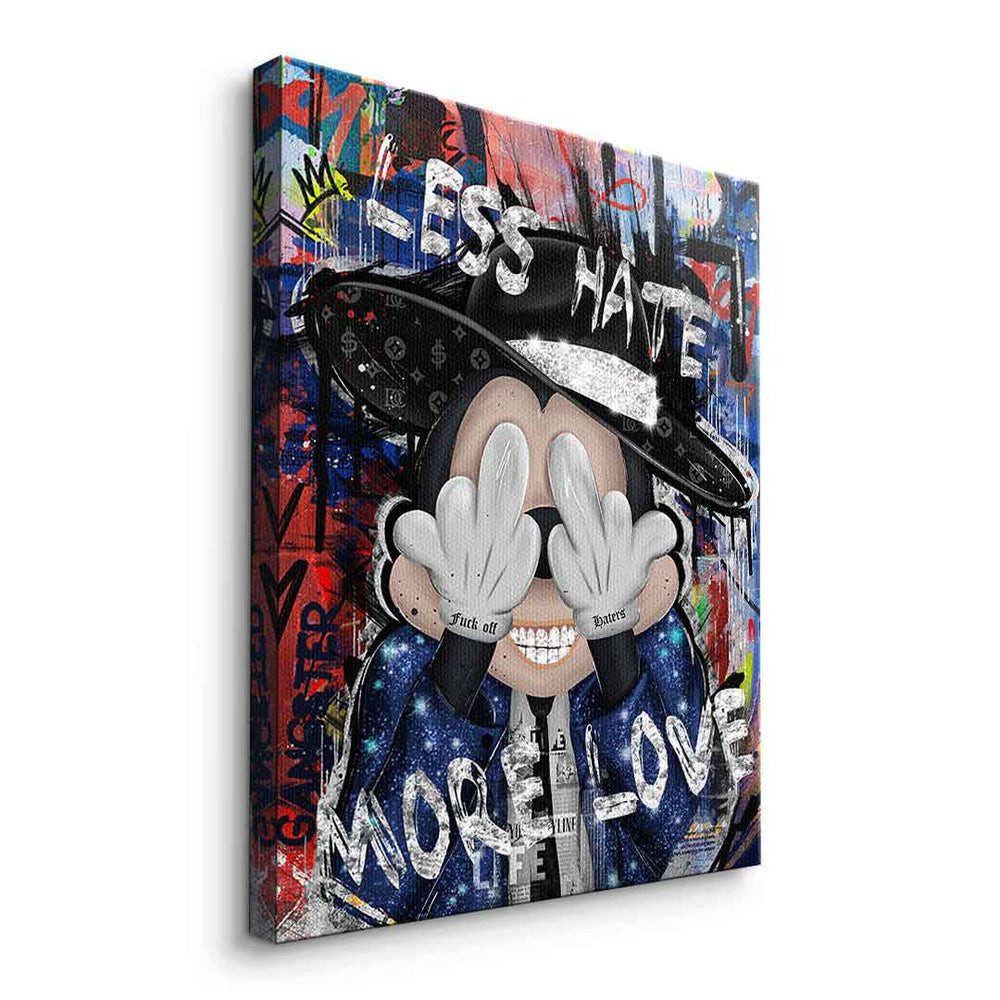 DOTCOMCANVAS® Leinwandbild Less Hate, Leinwandbild Less Hate Comic Cartoon Wandbild Kunstdruck