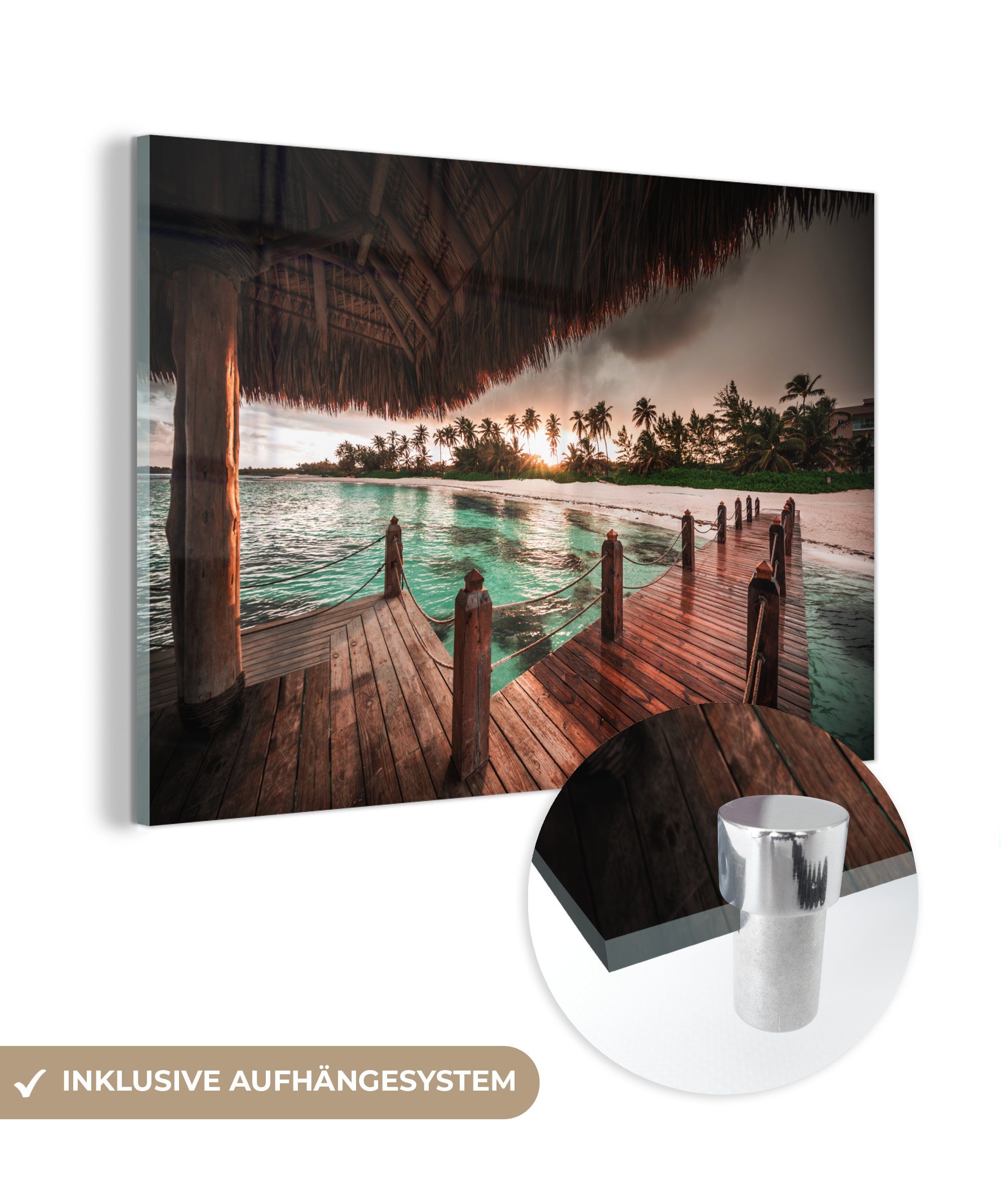 MuchoWow Acrylglasbild Sonnenuntergang auf Bora Bora, (1 St), Acrylglasbilder Wohnzimmer & Schlafzimmer