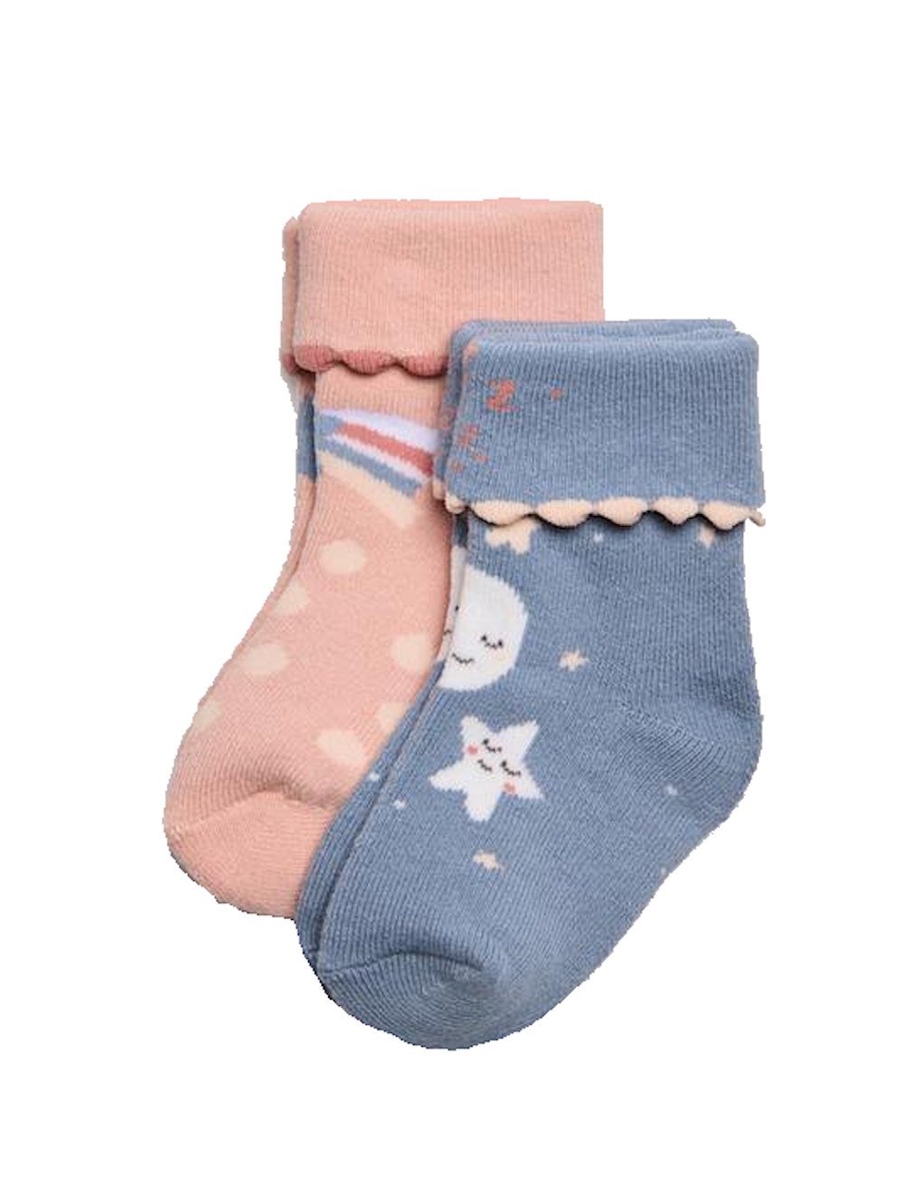 YSABEL MORA Thermosocken Ysabel Mora 2er Pack Baby Thermo Strümpfe Носки Sterne peach blau (2-Paar)