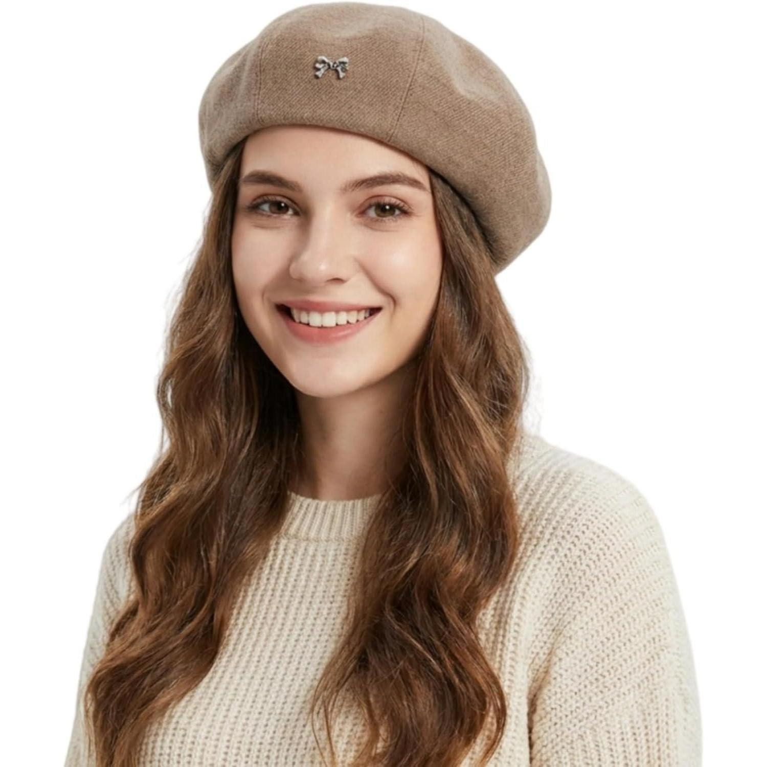 LuxusKollektion Baskenmütze Baskenmütze Damen Barett Beret Malermütze achteckig 56-58 Khaki