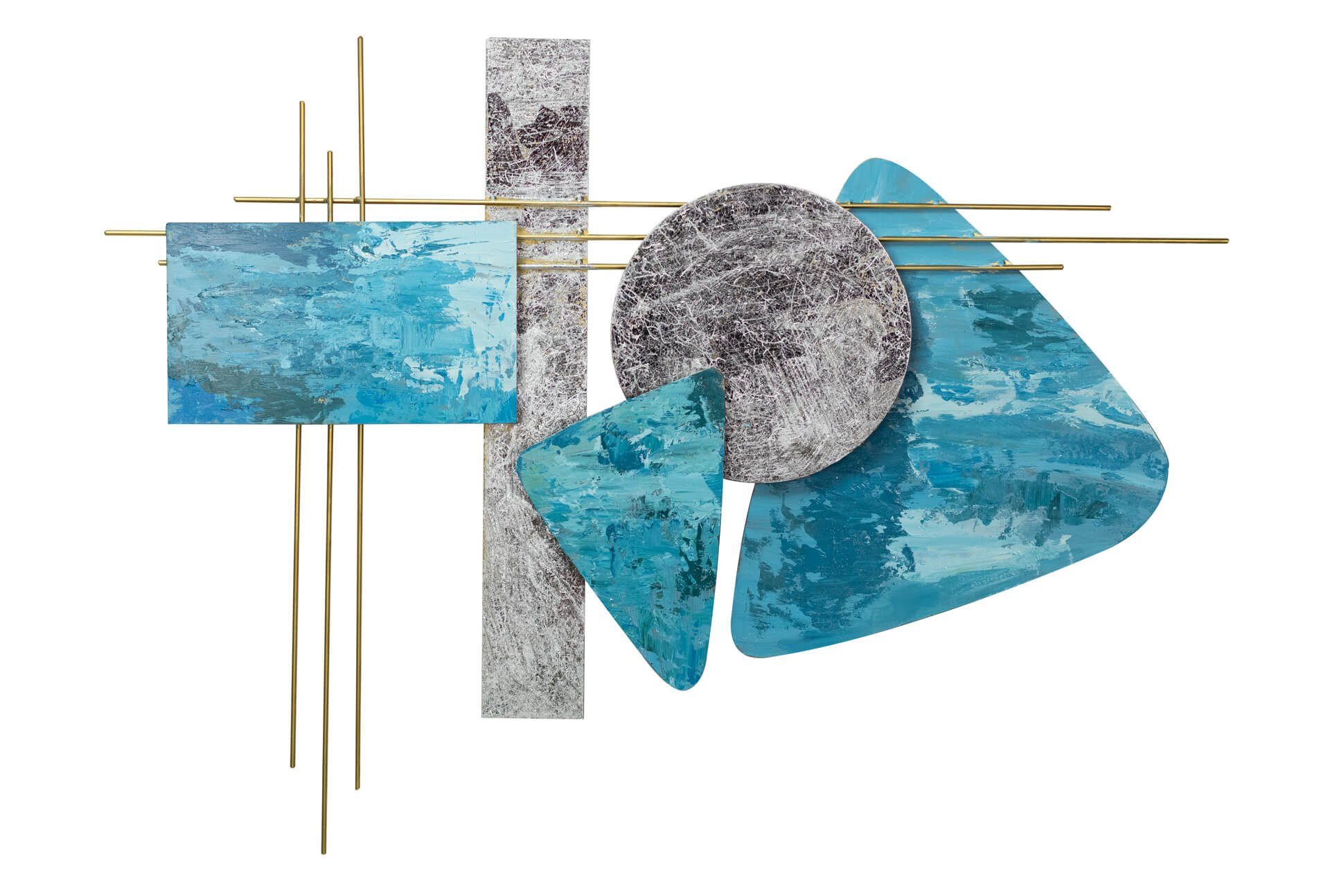 KUNSTLOFT Wanddekoobjekt Land und Meer 80x60x2.5 cm, handgefertigte Wanddeko Metall