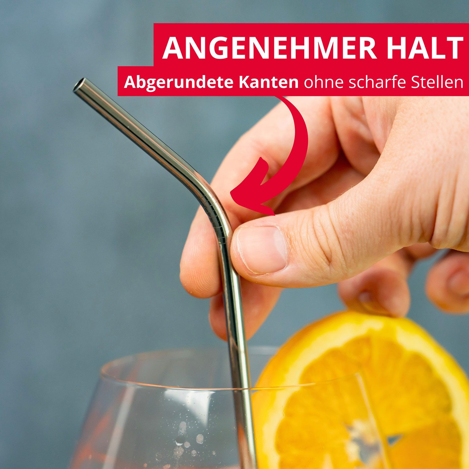 WESTMARK Trinkhalme 4 Stück, Edelstahl-Trinkhalme, gebogen, inkl. 1 Reinigungsbürstchen