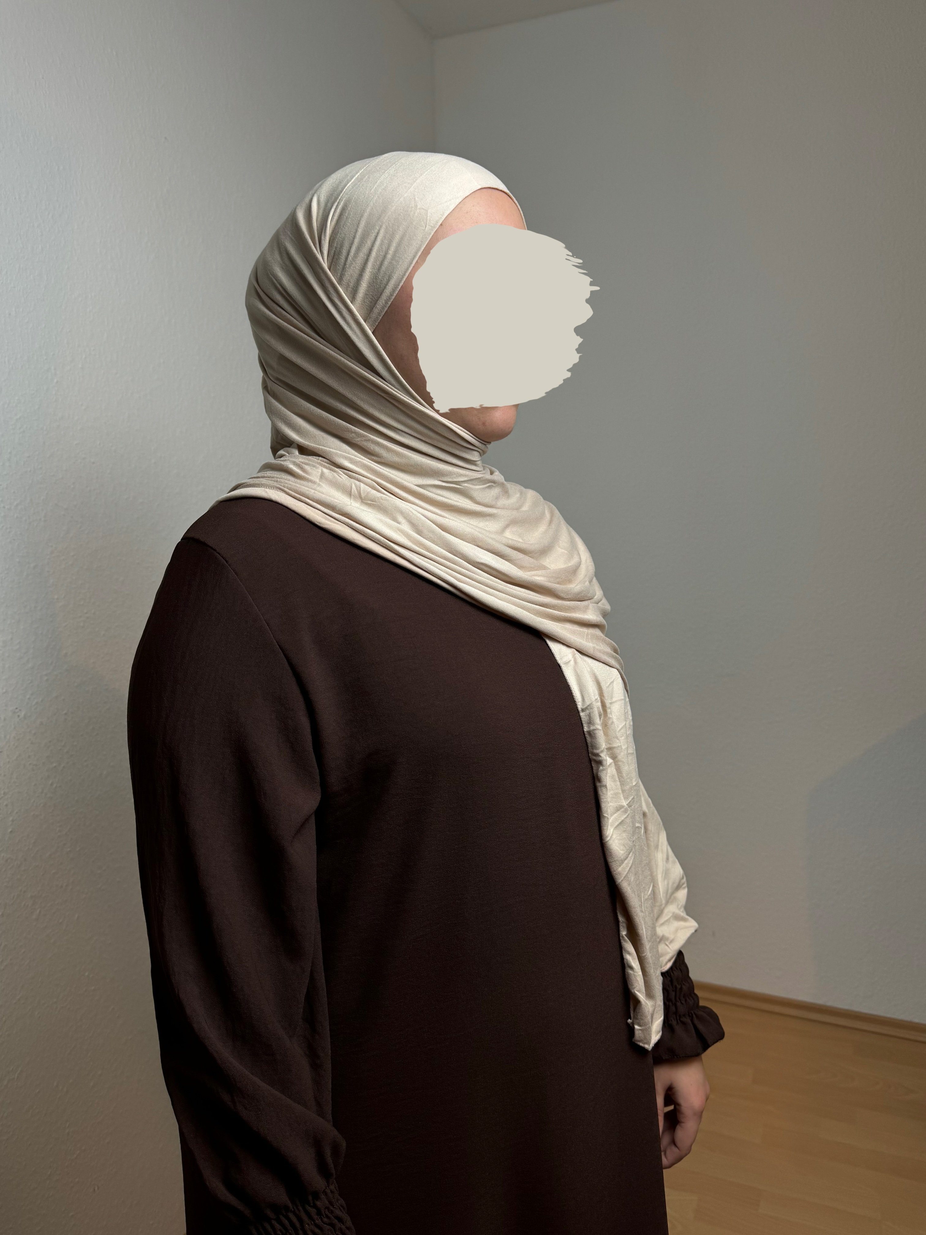 HIJABIFY Hijab Easy Hijab mit integrierter unter Tuch (antirutsch) Jersey-Stoff 2 in 1 Hijab/ Hidschab/ Kopftuch Hell Beige