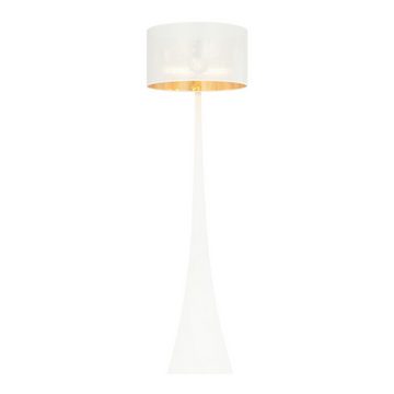 Licht-Erlebnisse Stehlampe ELINA, ohne Leuchtmittel, Metall Stoff E27 157 cm hoch in Weiß Gold Modern