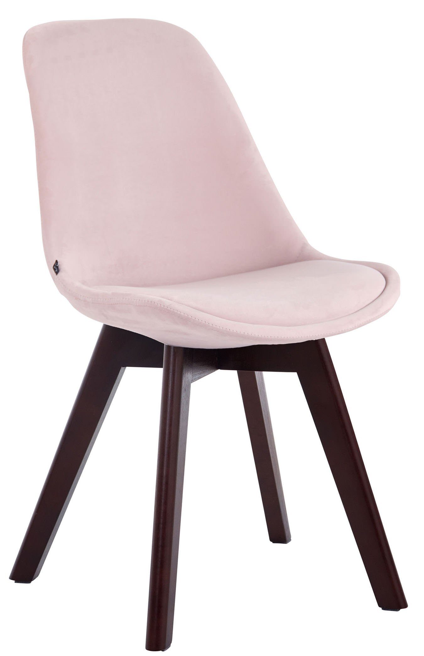 TPFLiving Besucherstuhl Bornova Two mit hochwertig gepolsterter Sitzfläche - Konferenzstuhl (Küchenstuhl - Esszimmerstuhl - Wohnzimmerstuhl), Gestell: Buchenholz Walnuss - Sitzfläche: Samt pink