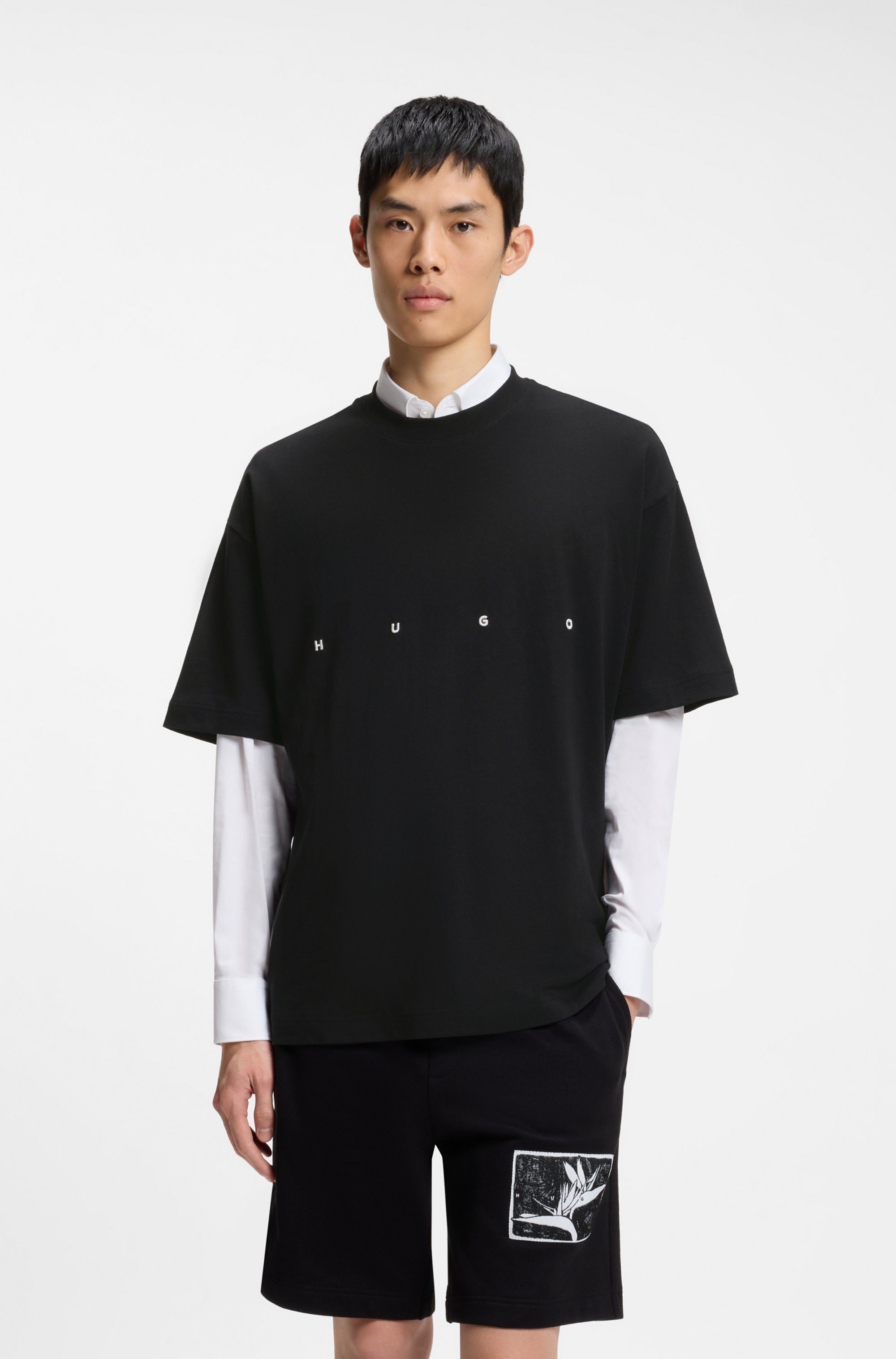 HUGO T-Shirt Dariso Basic, Oversize Fit, reine Baumwolle