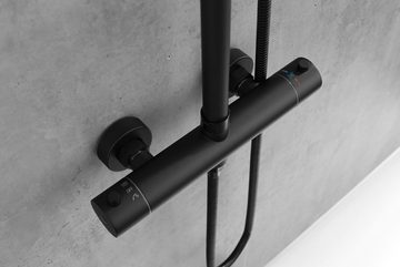 welltime Duschsystem Rainshower, 1 Strahlart(en), Edelstahl, Überkopfbrause mit Ø250mm, stabförmige Handbrause