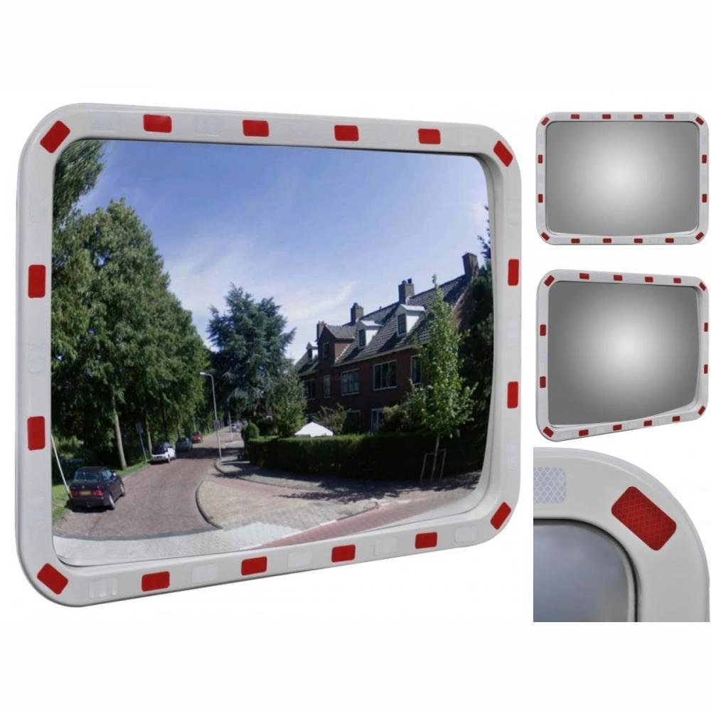 vidaXL Verkehrsschild Verkehrsspiegel Konvex Viereckig 4080 cm mit Reflektoren