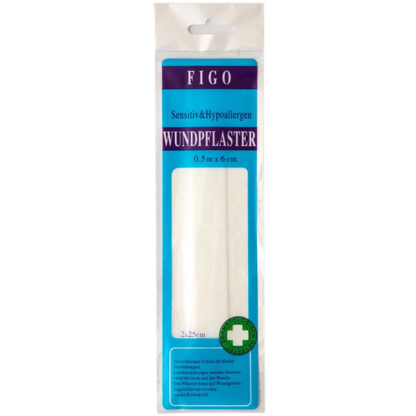 BURI Wundpflaster 20x FIGO Wundpflaster 2er 25cm Sensitiv Blauer Beutel Strips Standard (20 St)