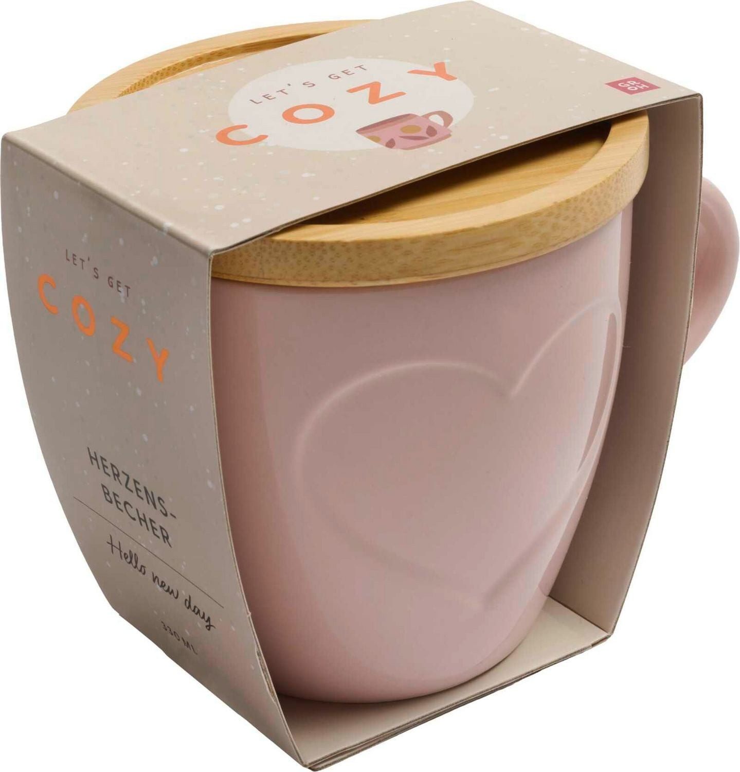 COZY Tasse mit Bambusdeckel (rosa) / diverse