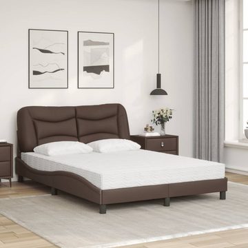 vidaXL Bett Bett mit Matratze Braun 120x200 cm Kunstleder