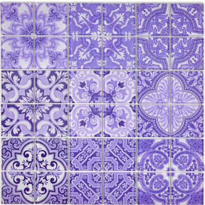 Mosani Wandfliese Glasmosaik Retro Vintage Mosaikfliesen lila violett, Dekorative Wandverkleidung