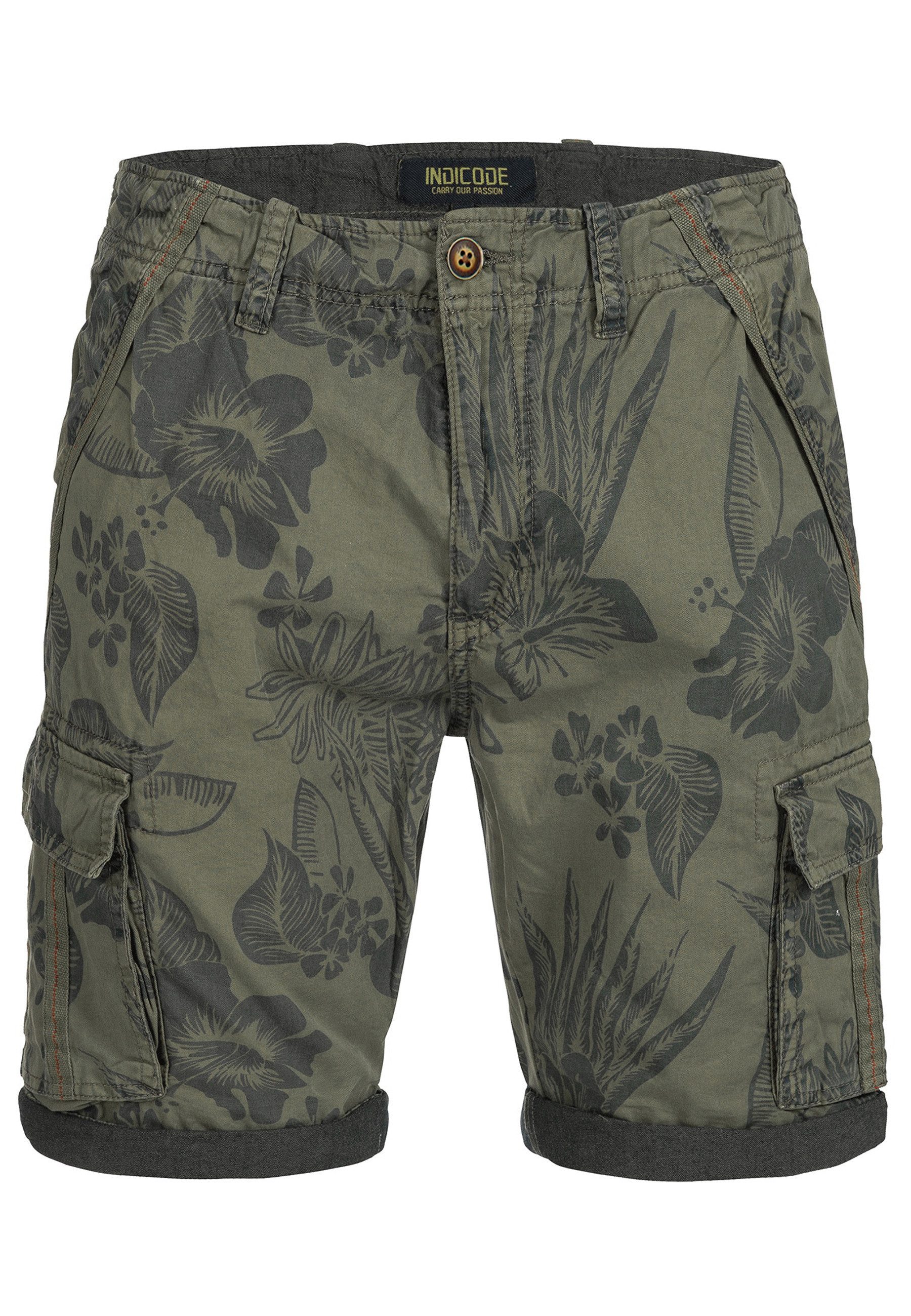 Indicode Cargoshorts Herren Albert Cargo Shorts Herrenshorts Hawaiishorts mit 6 Taschen, 100% Baumwolle