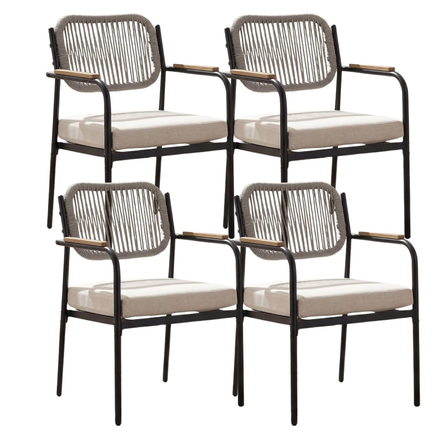 WAHSON OFFICE CHAIRS Gartenstuhl 2/4er Set wetterfester Gartensessel mit 8 cm Sitzkissen,Außenbereich (4 St)