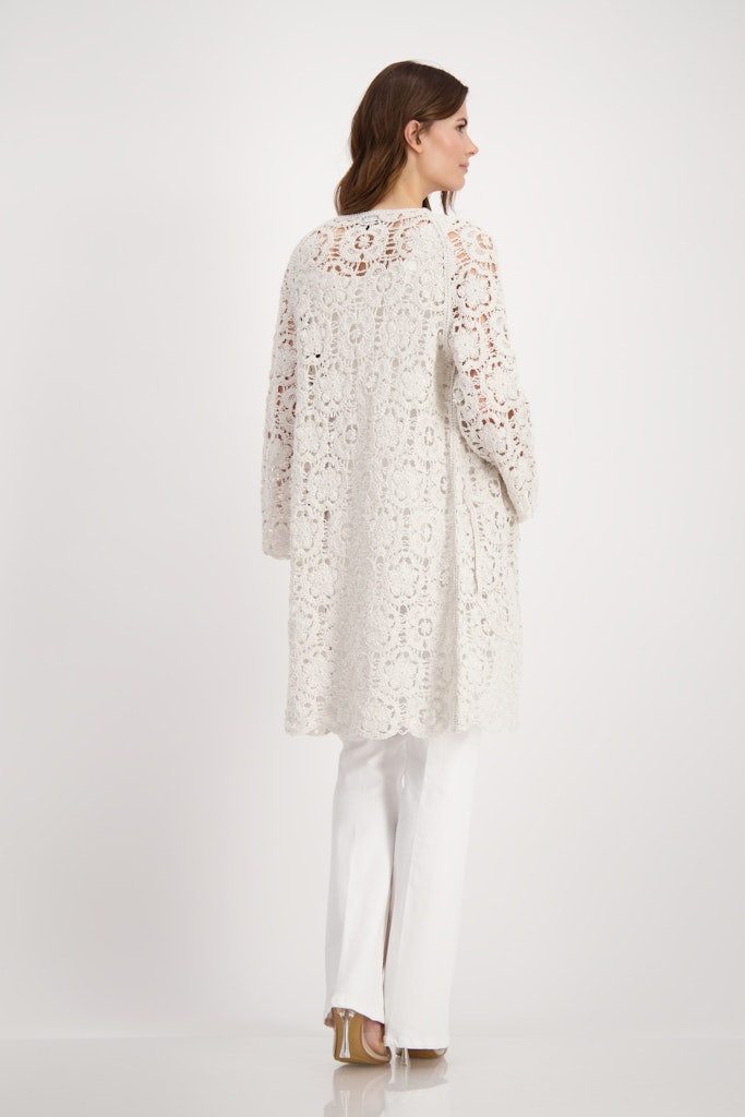 Monari Parka Glanzvoller Lurex-Effekt und Häkelmuster in zarter Blumenoptik