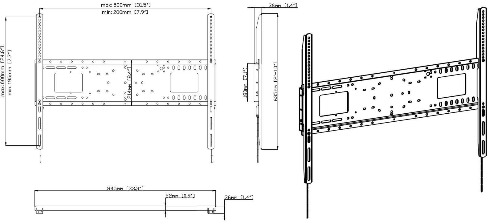 Vision Monitor-Halterung Vision VFM-W8X6 - Heavy Duty - Klammer - für Media