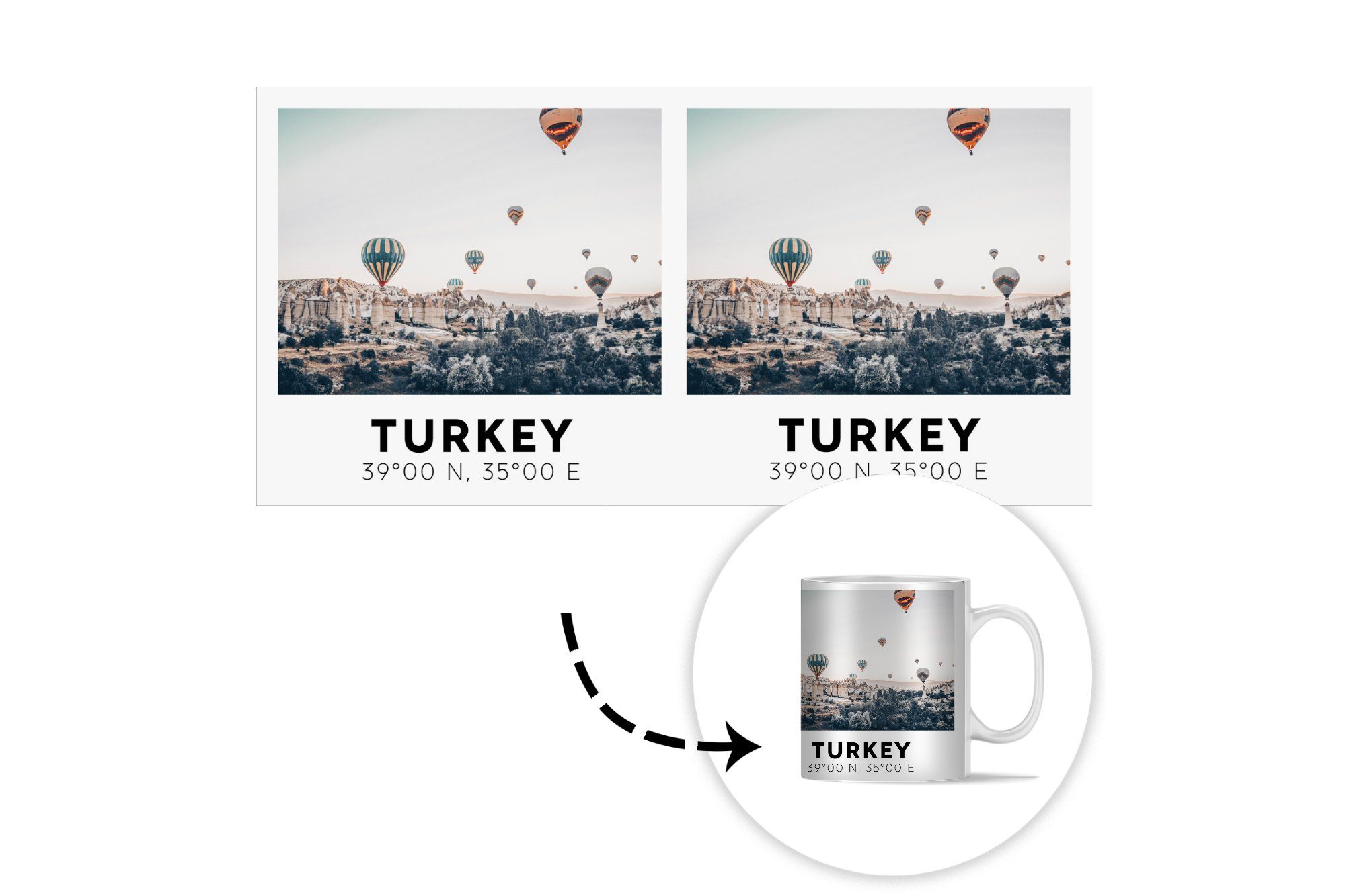 Kaffeetassen, Kappadokien Becher, Heißluftballon, Teetasse, Türkei - Geschenk MuchoWow Keramik, - Teetasse, Tasse