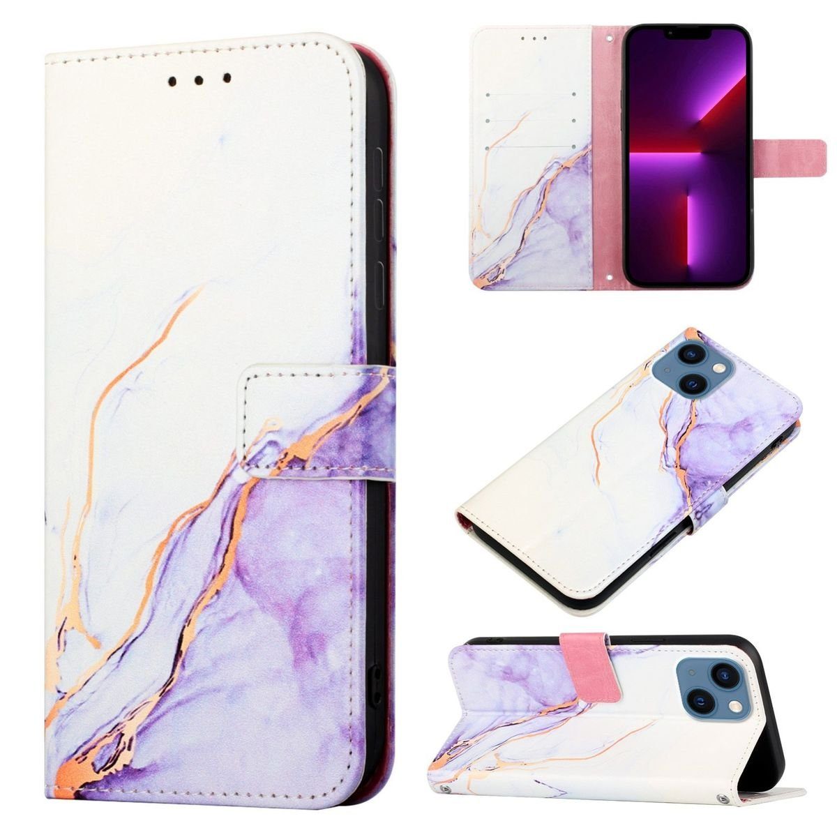 König Design Handyhülle Apple iPhone 13 mini, Schutzhülle Schutztasche Case Cover Etuis Wallet Klapptasche Bookstyle