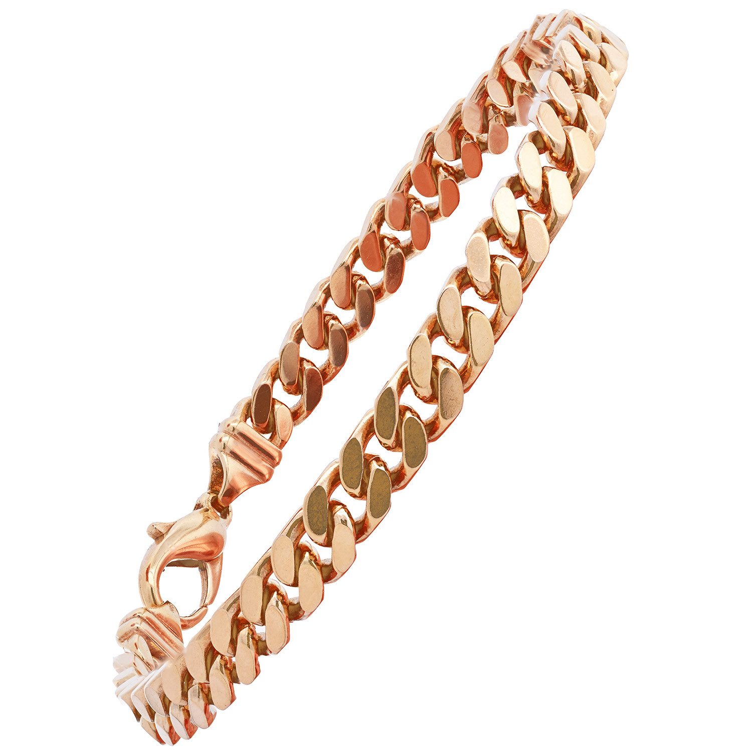 HOPLO Goldarmband Goldkette Panzerkette Armkette - Breite 4,0 mm 19 cm 585-14 Karat Gold, Made in Germany