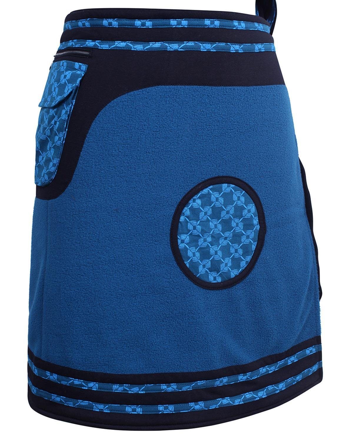 Vishes Wickelrock Winterrock zum Wickeln aus Fleece mit Gürteltasche Festival, Boho, Go, Hippie Style