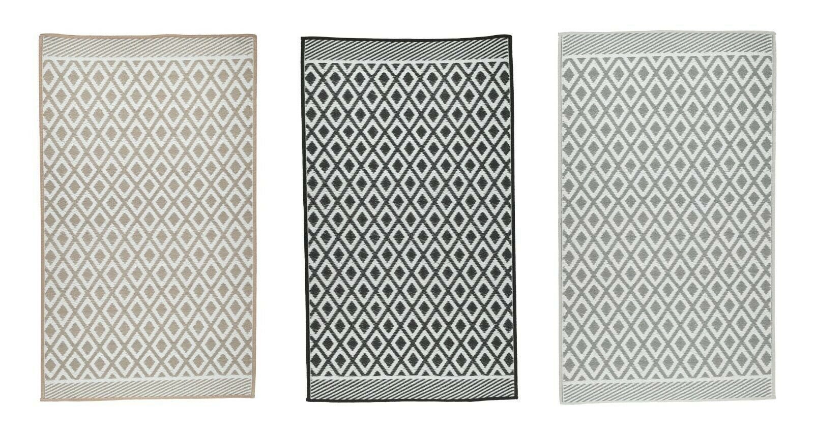 Meinposten Outdoorteppich Outdoor Teppich außen Balkon Terrasse 150x90 cm schwarz grau beige, rechteckig, Außenteppich