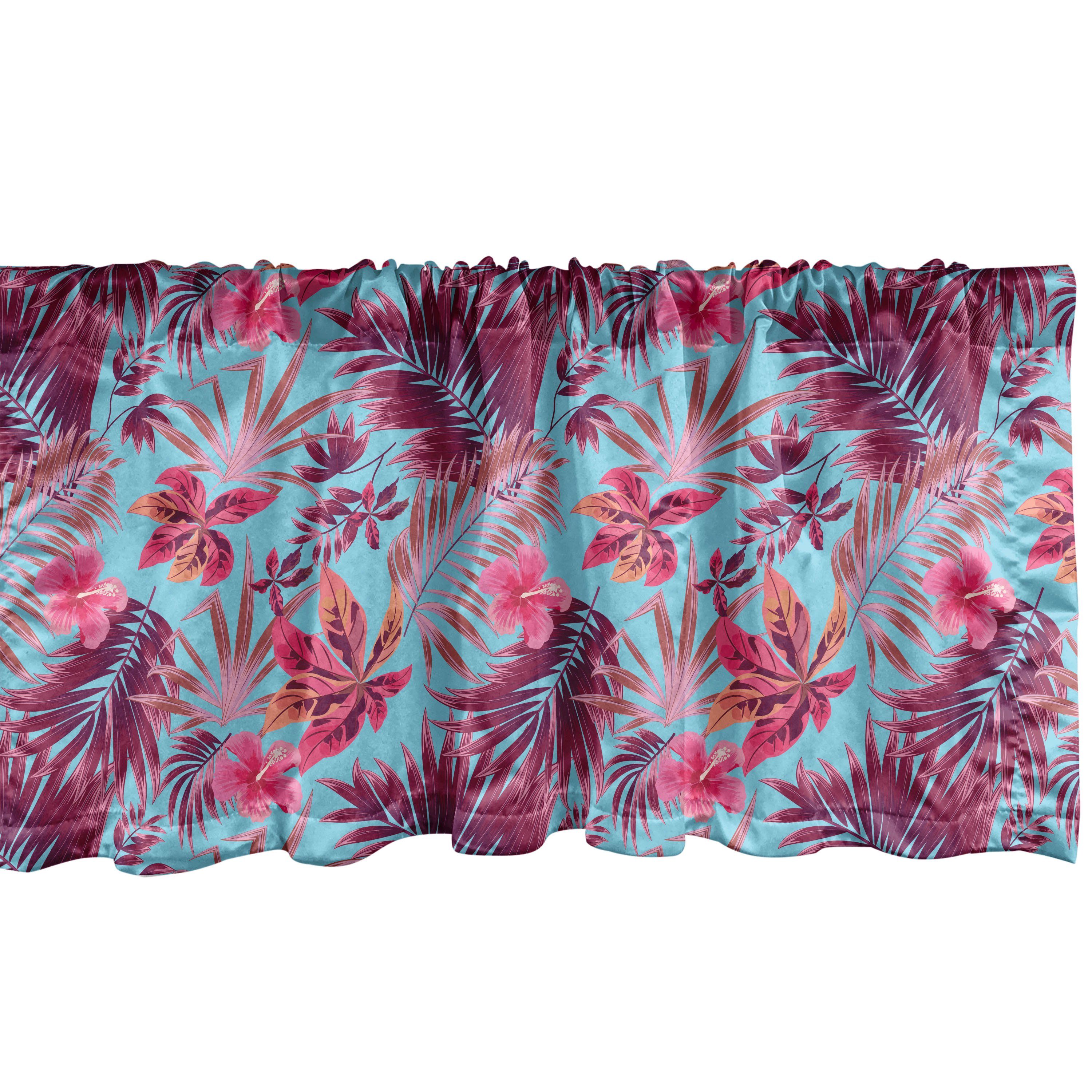 Scheibengardine Vorhang Volant für Küche Schlafzimmer Dekor mit Stangentasche, Abakuhaus, Microfaser, Sommer Hawaii-Art Jungle Blooms