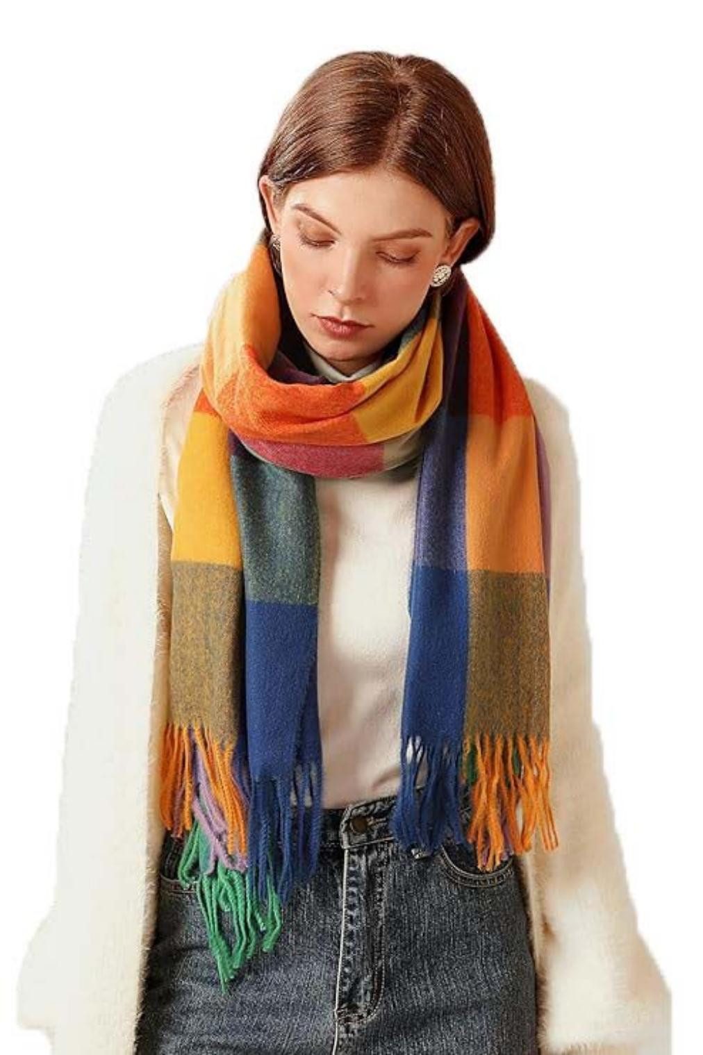 Coonoor Modeschal Karierter Damen Schal mit Fransen, im Oversize Look,für H günstig online kaufen