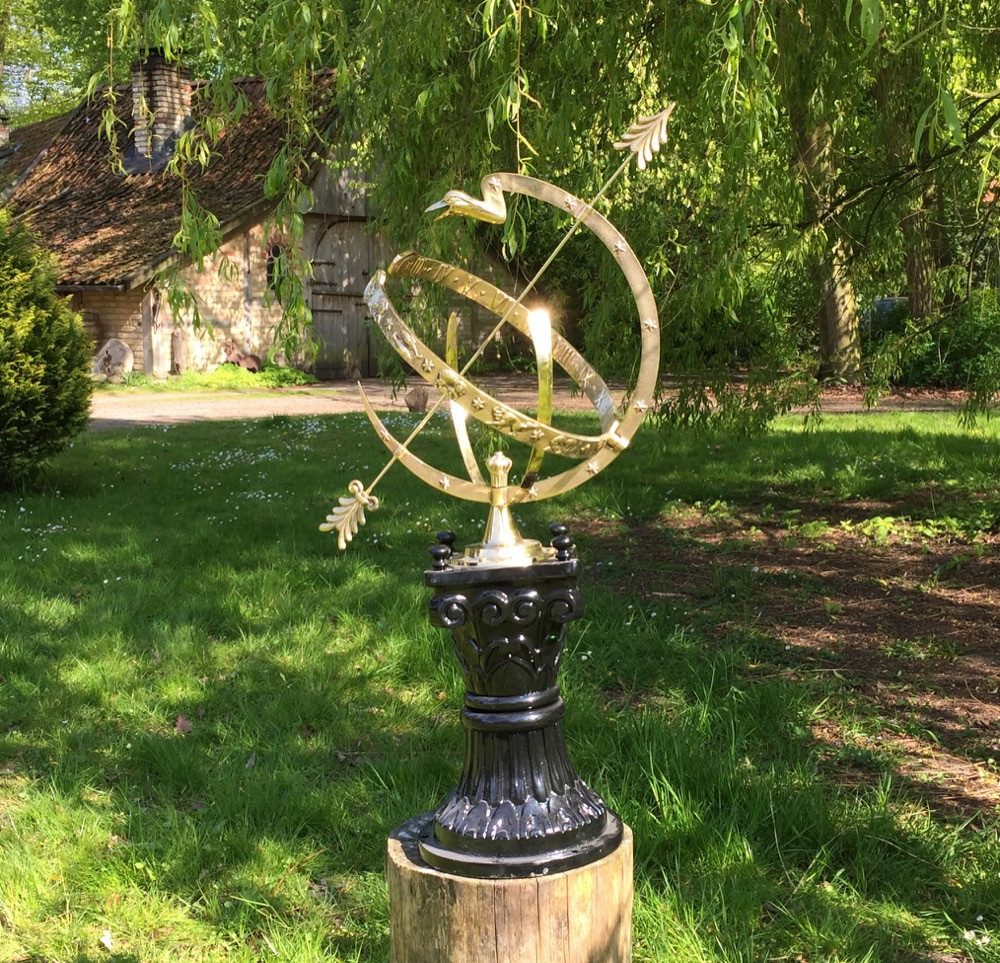 Antikas Wanduhr Astrologische große Sonnenuhr - Park Dekoration Landhaus Gartenuhr -