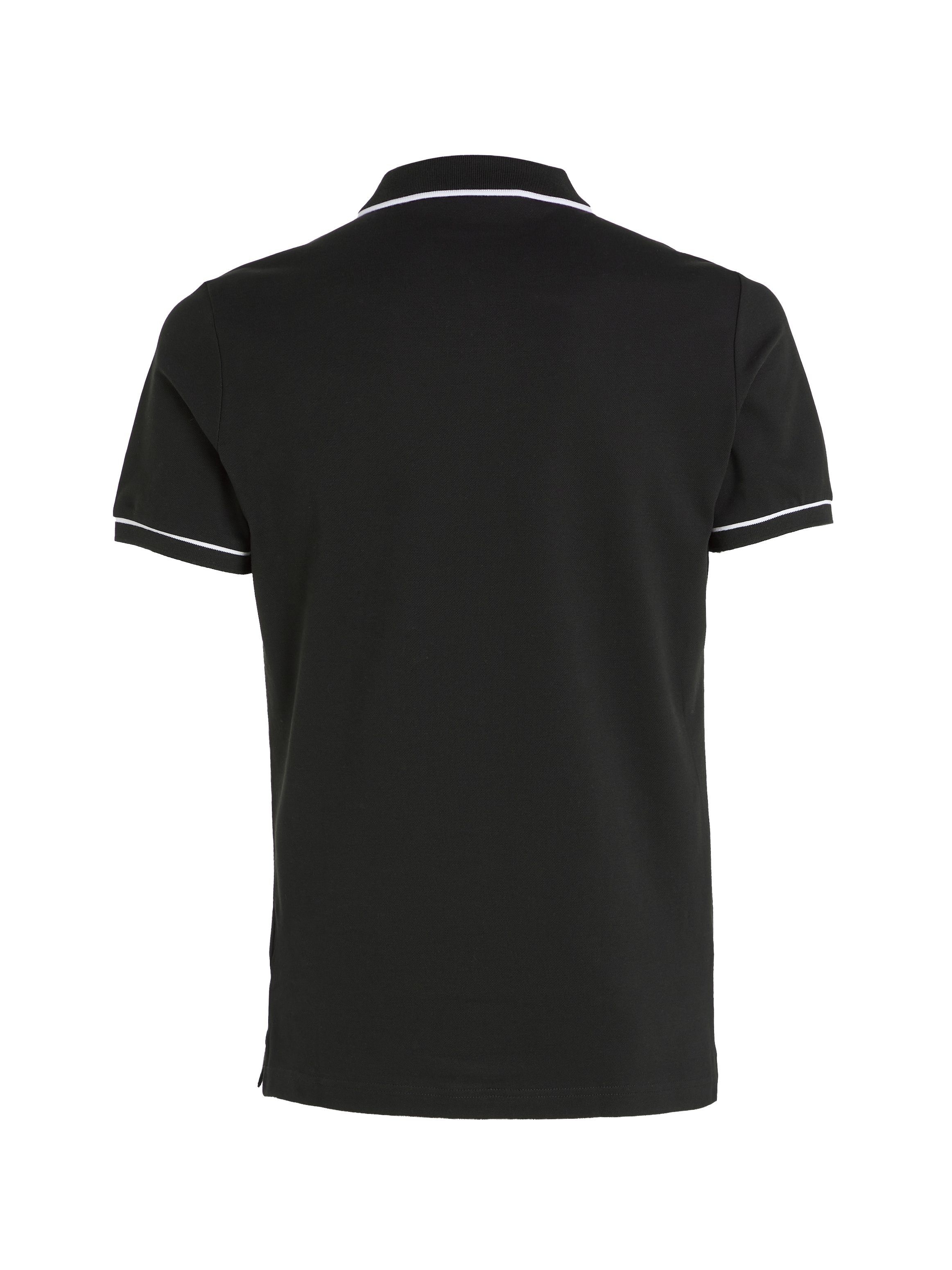 CK SLIM Calvin Klein CK Raven Black POLO ESSENTIAL Markenstickerei mit / TIPPING Jeans Poloshirt