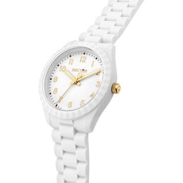 Sector Quarzuhr Sector Damen Armbanduhr Analog, Damen Armbanduhr rund, groß (ca. 42mm), Silikonarmband weiß, Fashion