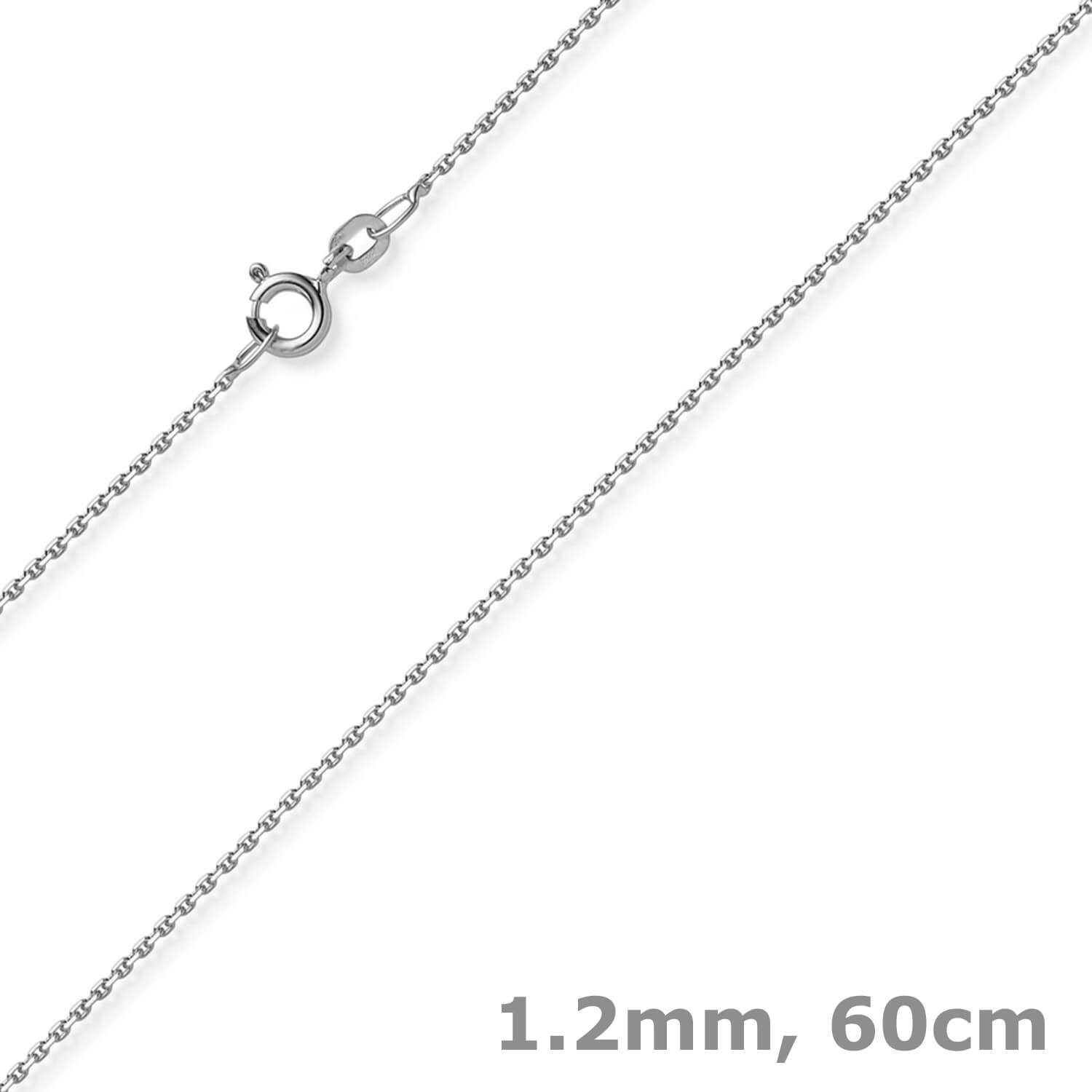 Goldkette 1,2mm Ankerkette diamantiert aus 750 Weißgold 60cm