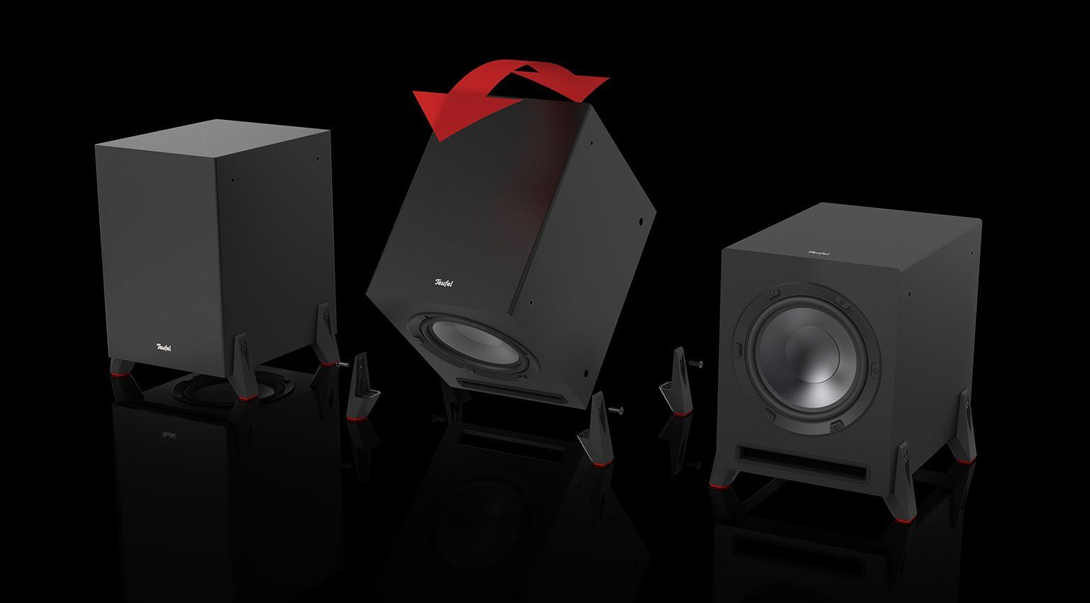 Teufel T 10 Subwoofer Subwoofer (Cinch-Eingang, Als Frontfire- oder Downfire-Subwoofer einsetzbar)