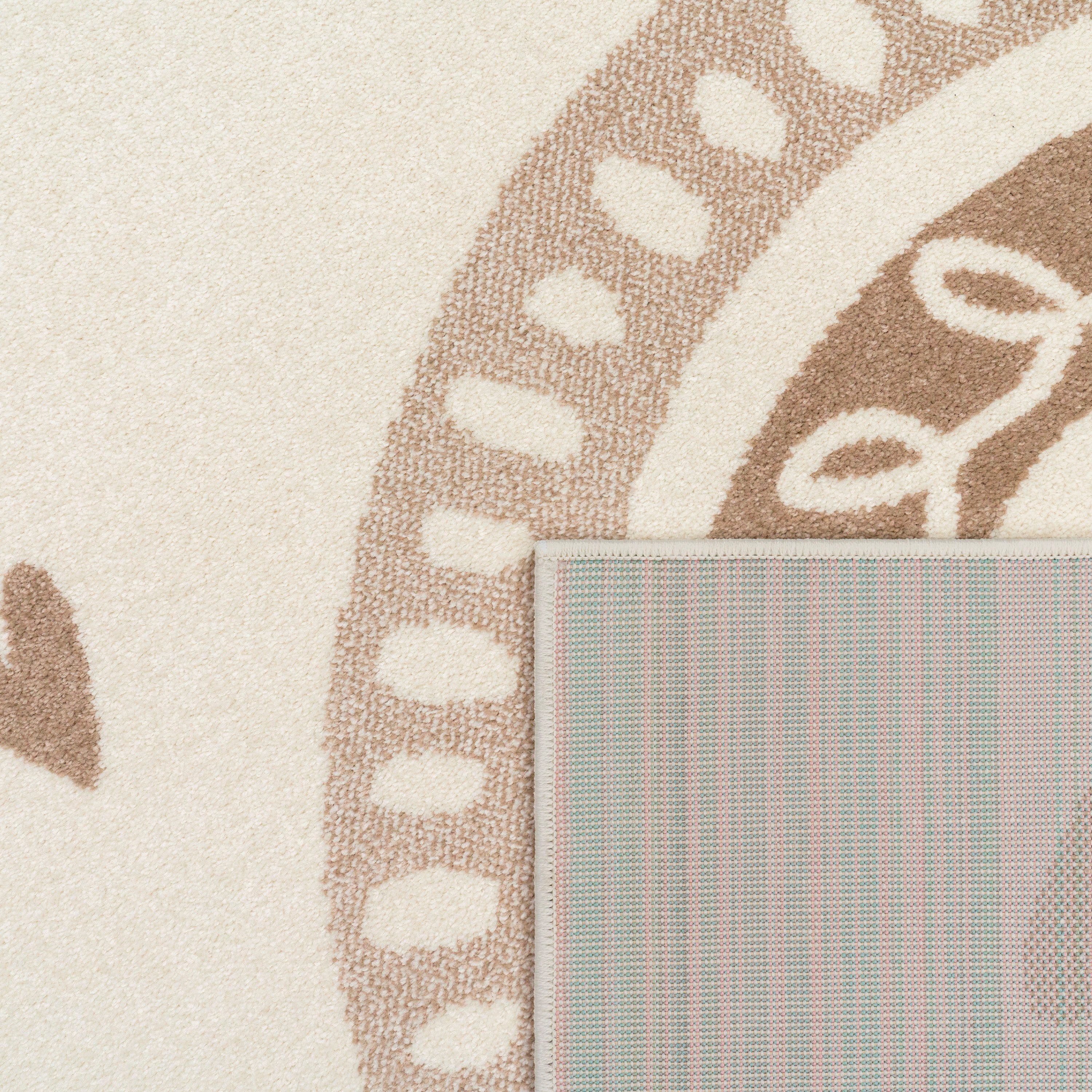 Paco Home Kinderteppich Nino 887, rechteckig, Höhe: 13 mm, Kurzflor, Spielteppich, Motiv Regenbogen & Herzen, Kinderzimmer