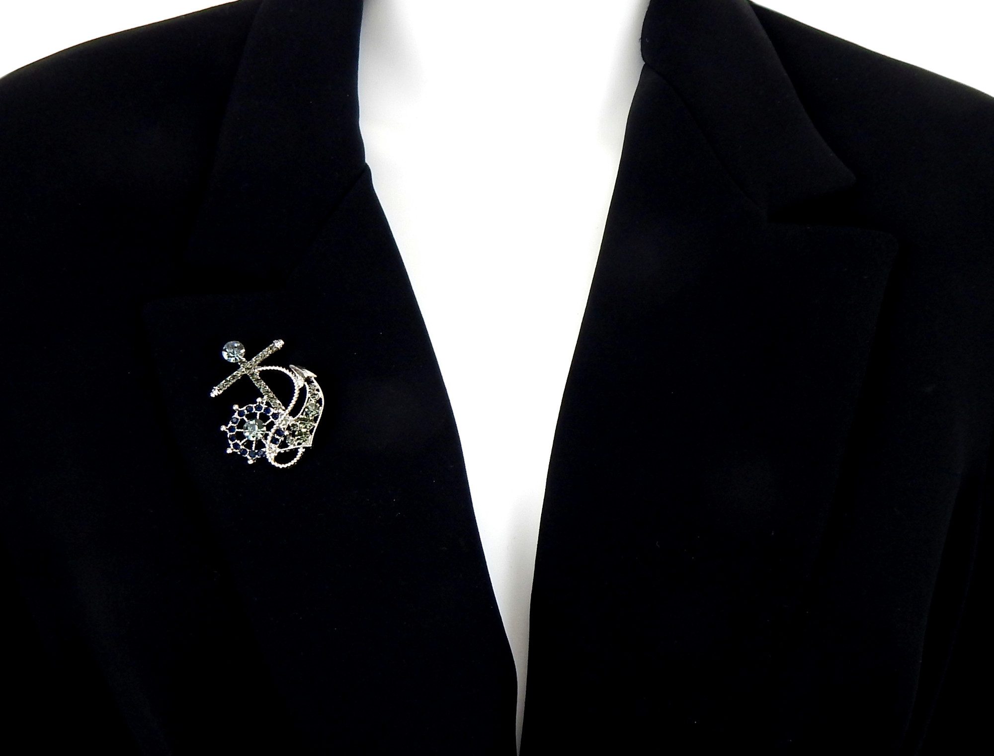 Ella Jonte Brosche, Anker gold oder silber Strass Ziernadel maritim unisex günstig online kaufen