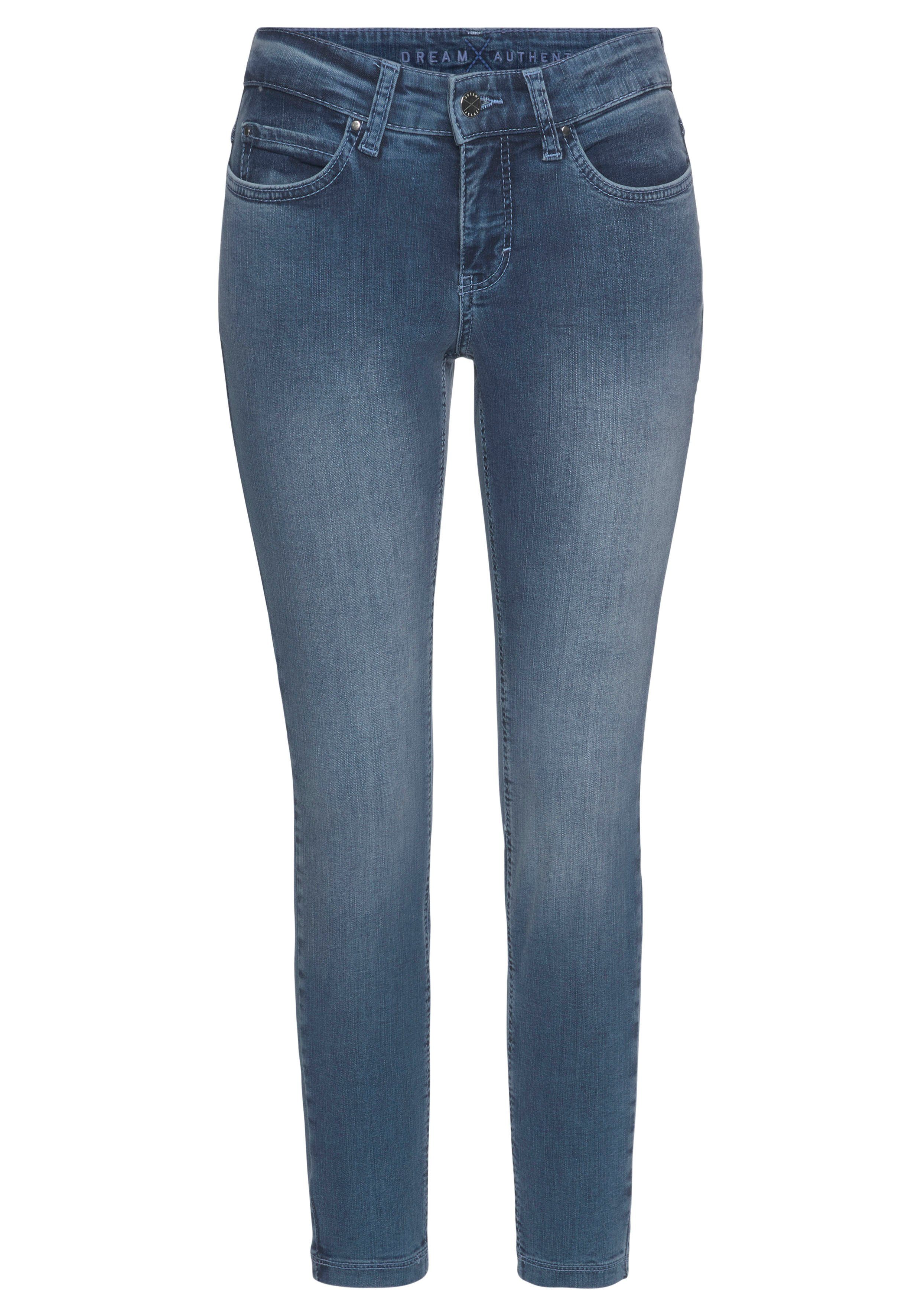 für summer MAC lt. blue wash Qualität Skinny perfekten sorgt den Sitz Hochelastische Skinny-fit-Jeans Dream