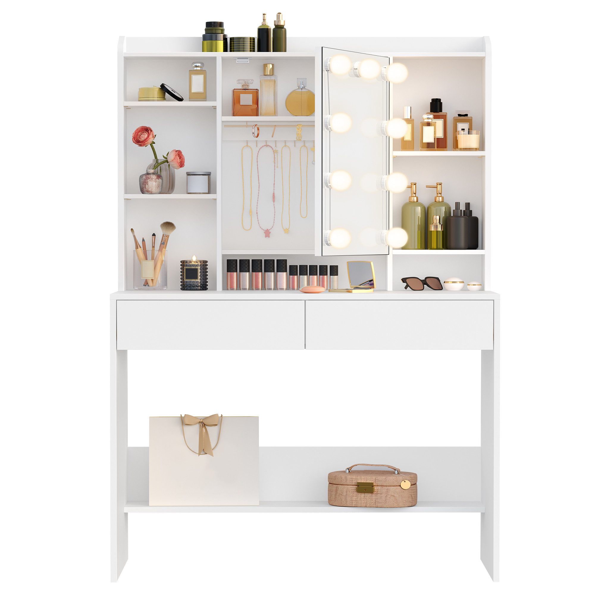 VASAGLE Schminktisch mit Beleuchtung, einstellbare Helligkeit, Frisiertisch günstig online kaufen