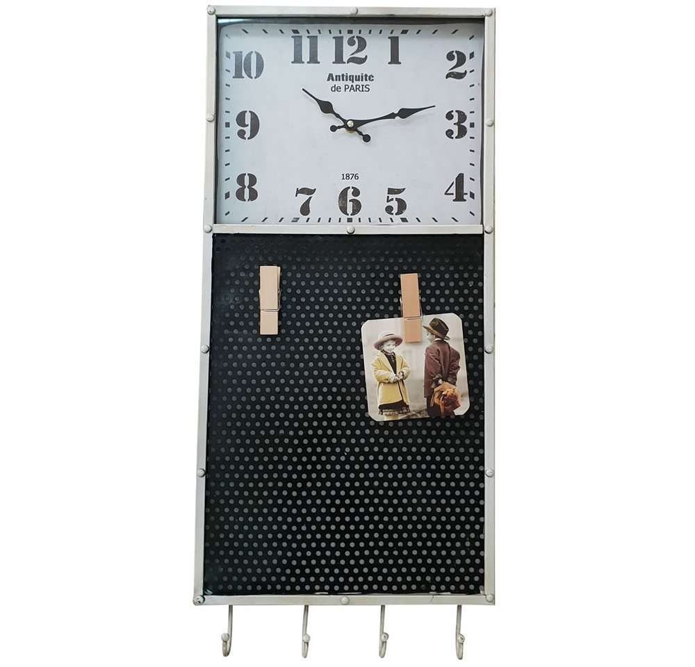 Dynasun Wanduhr Clock D088-2 (Wanduhr aus Holz mit Metall-Bilderrahmen im Vintage Retro-Stil, Shabby)