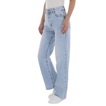 Ital-Design Straight-Jeans Damen Freizeit Used-Look Straight Leg Jeans in Hellblau