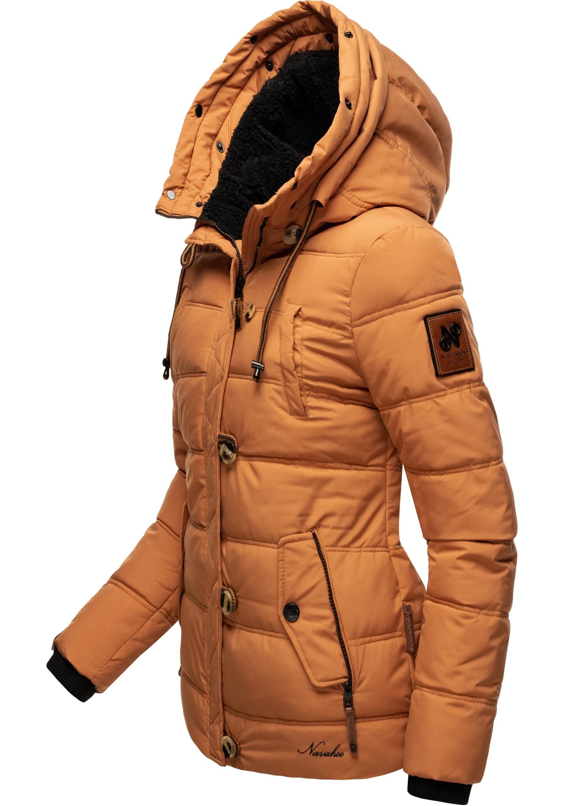 Navahoo Winterjacke Zoja zimt Kapuze mit Steppjacke Kunstpelz stylische