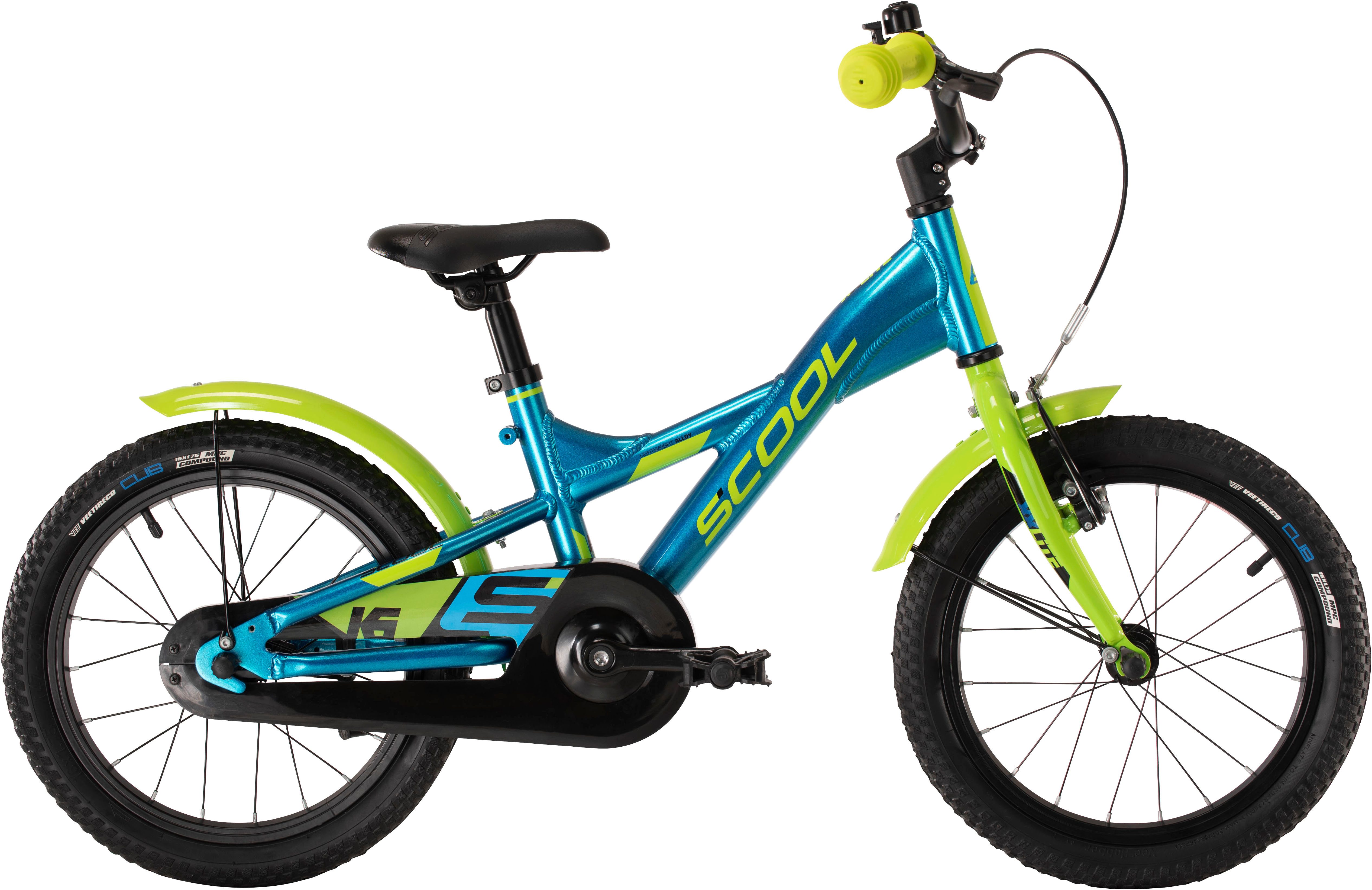 S’COOL Kinderfahrrad S'COOL XXlite 16-1S - Blue/Lime, 1 Gang, ohne Schaltung, Stützräder montierbar