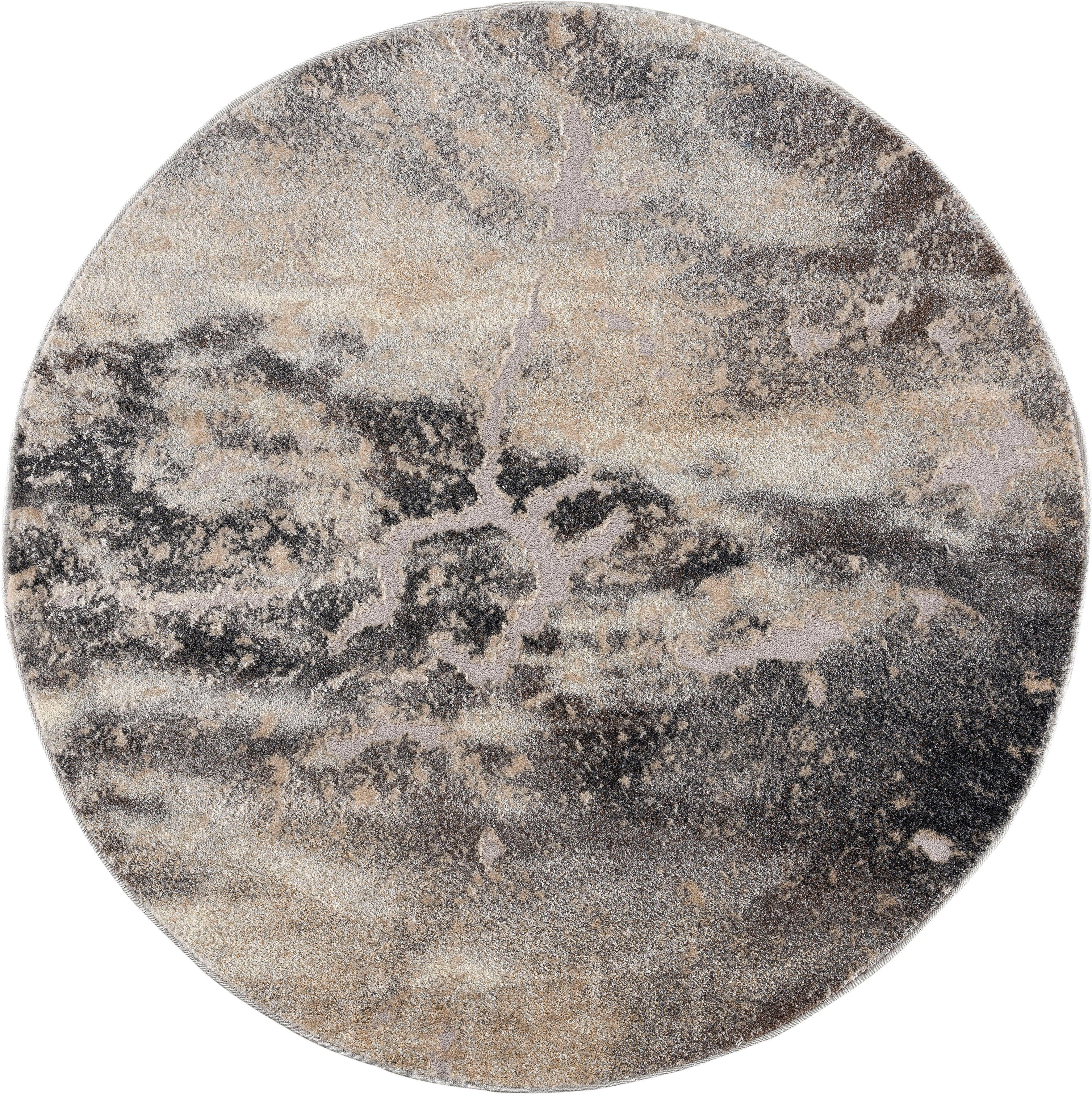 Teppich Marmor, my home, rund, grau mm, Höhe: Marmor-Optik 12