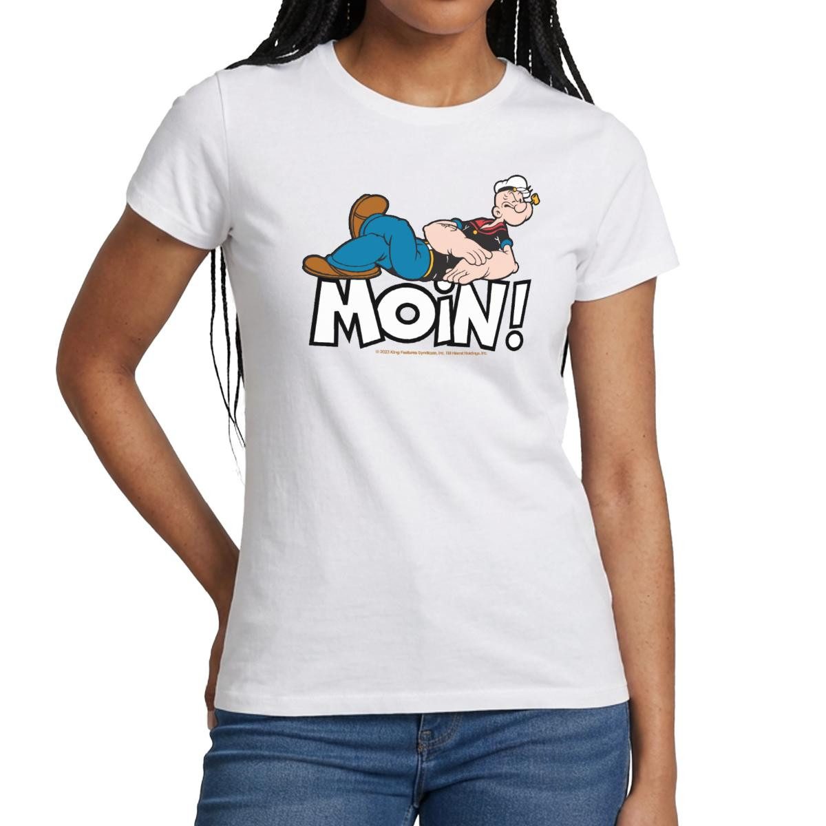 T-Shirt Popeye Faulenzen Mit Schrift Moin Frauen T-Shirt