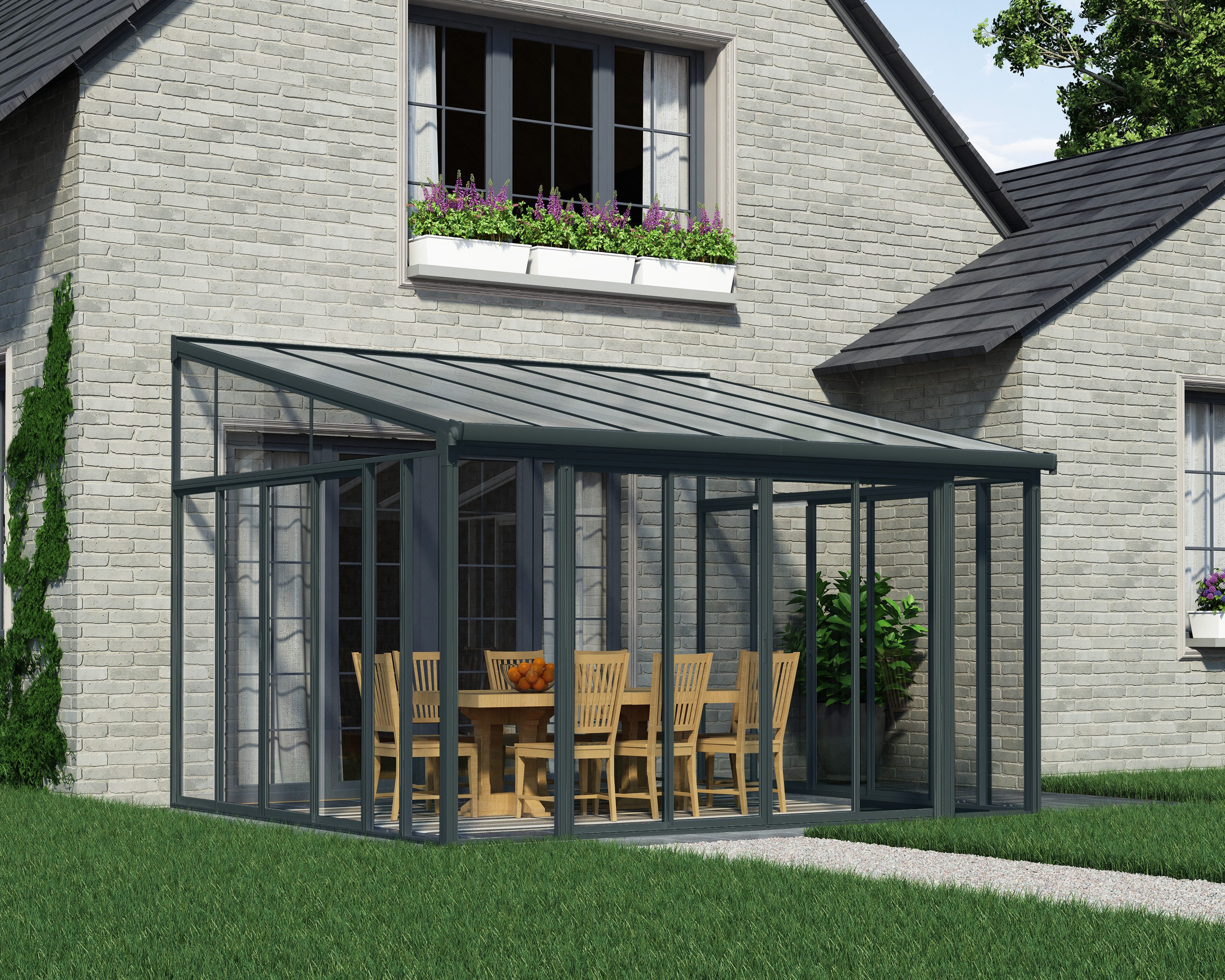 Palram - Canopia Wintergarten San Remo Alu Wintergarten, BxT: 435x380 cm, Polycarbonatverglasung