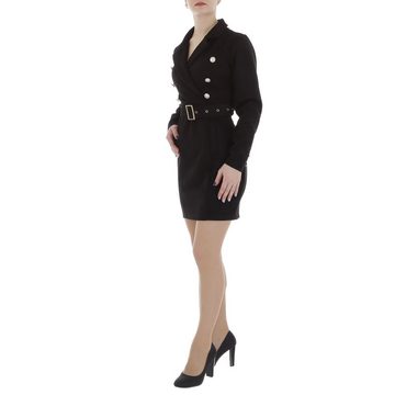 Ital-Design Minikleid Damen Elegant (86099084) Wickeloptik Stretch Samtoptik Minikleid in Schwarz