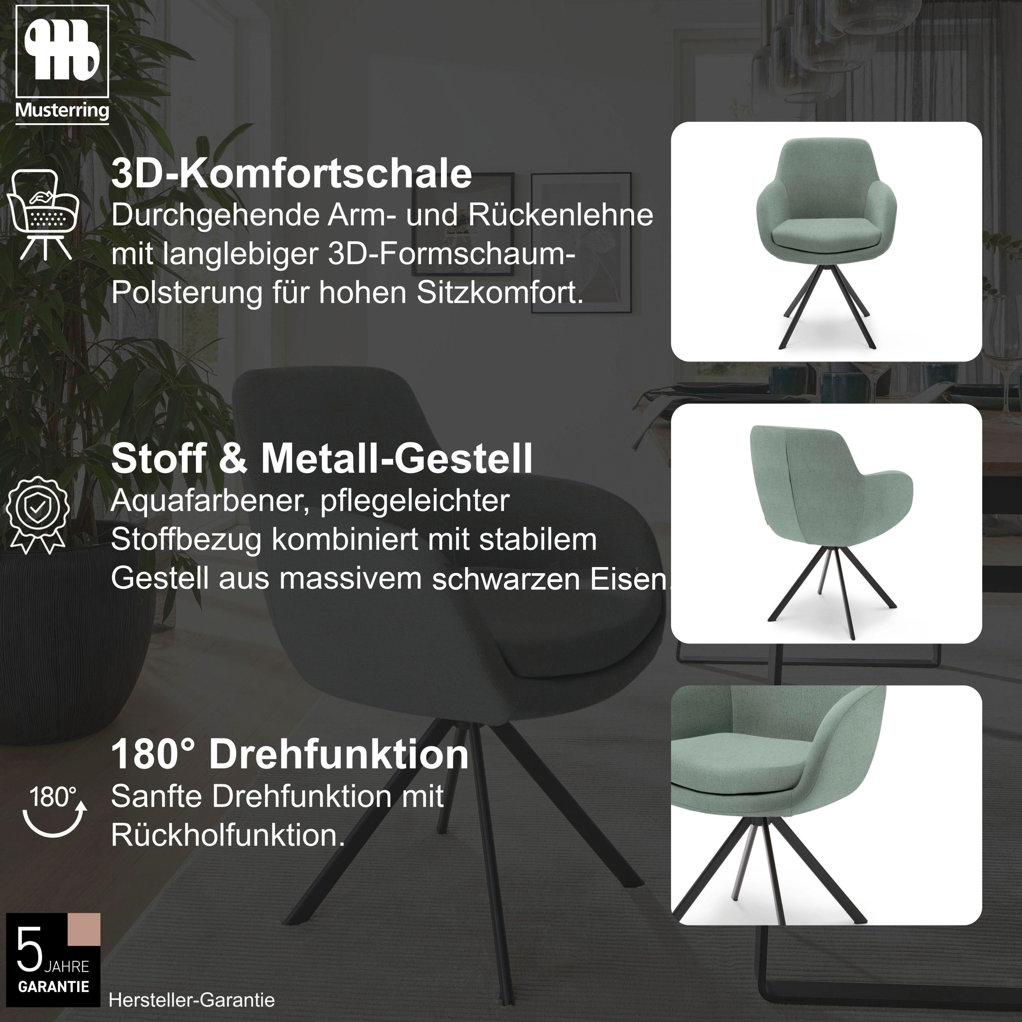 Musterring Esszimmerstuhl Tavia (Set, 2 St), Stativgestell Eisen schwarz, Drehfunktion optional, diverse Farben