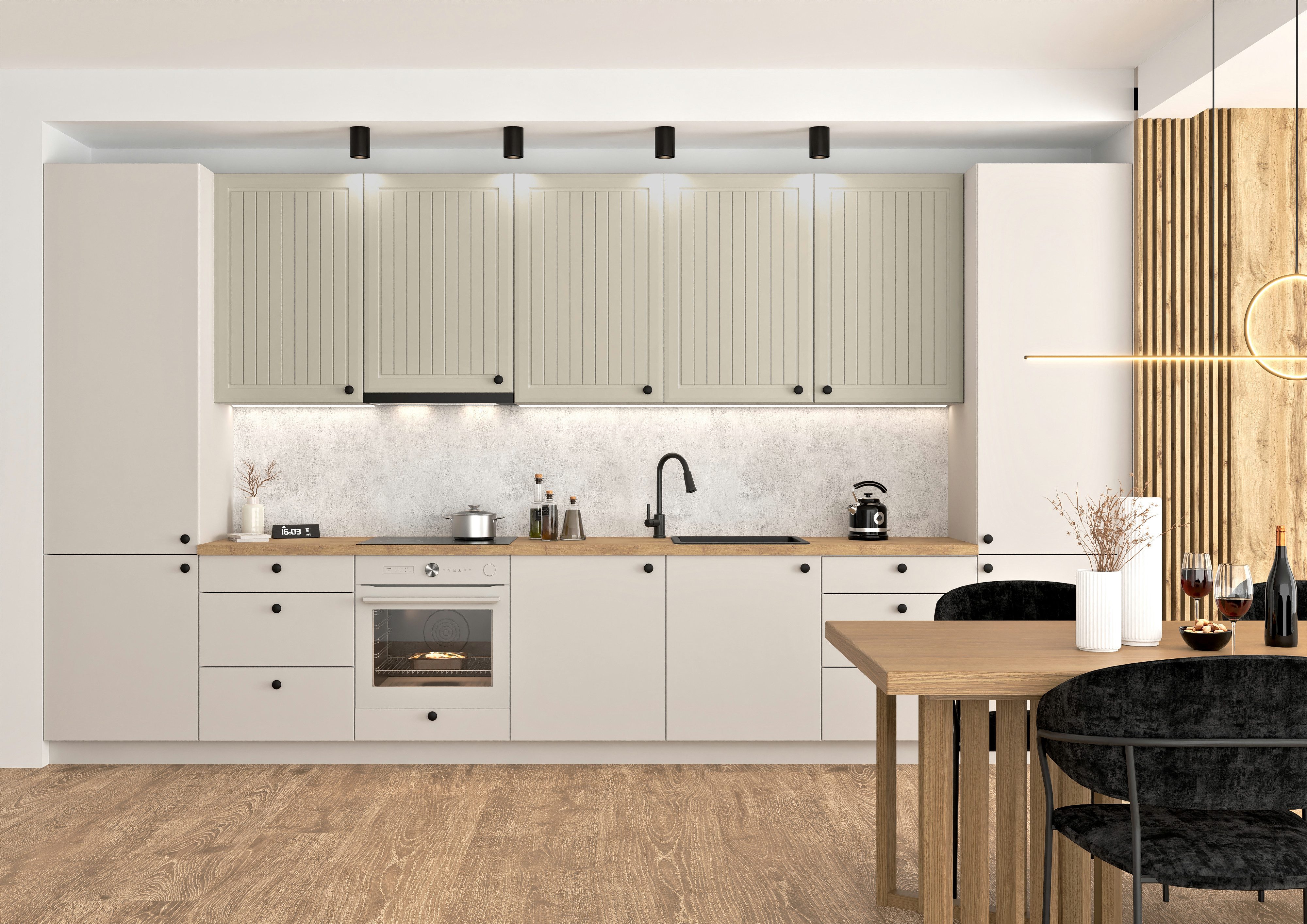 ROYAL24_MARKT Küchenzeile KS5-G420 - IRMA & MAX – Moderne Komplettküche mit viel Stauraum, (Komplett Set), Top Stoffe - Exklusiv - Hochwertig