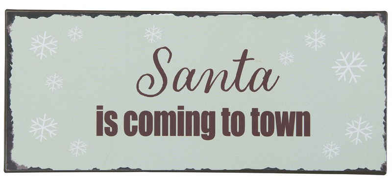 Ib Laursen Metallschild Wandschild Metallschild Schild Weihnachten "Santa is ... Town"