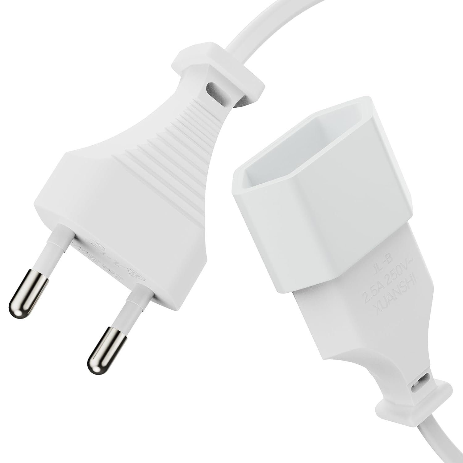 conecto conecto Strom-Kabel-Verlängerung, Euro-Stecker gerade auf Euro-Buchse Stromkabel, (100 cm)