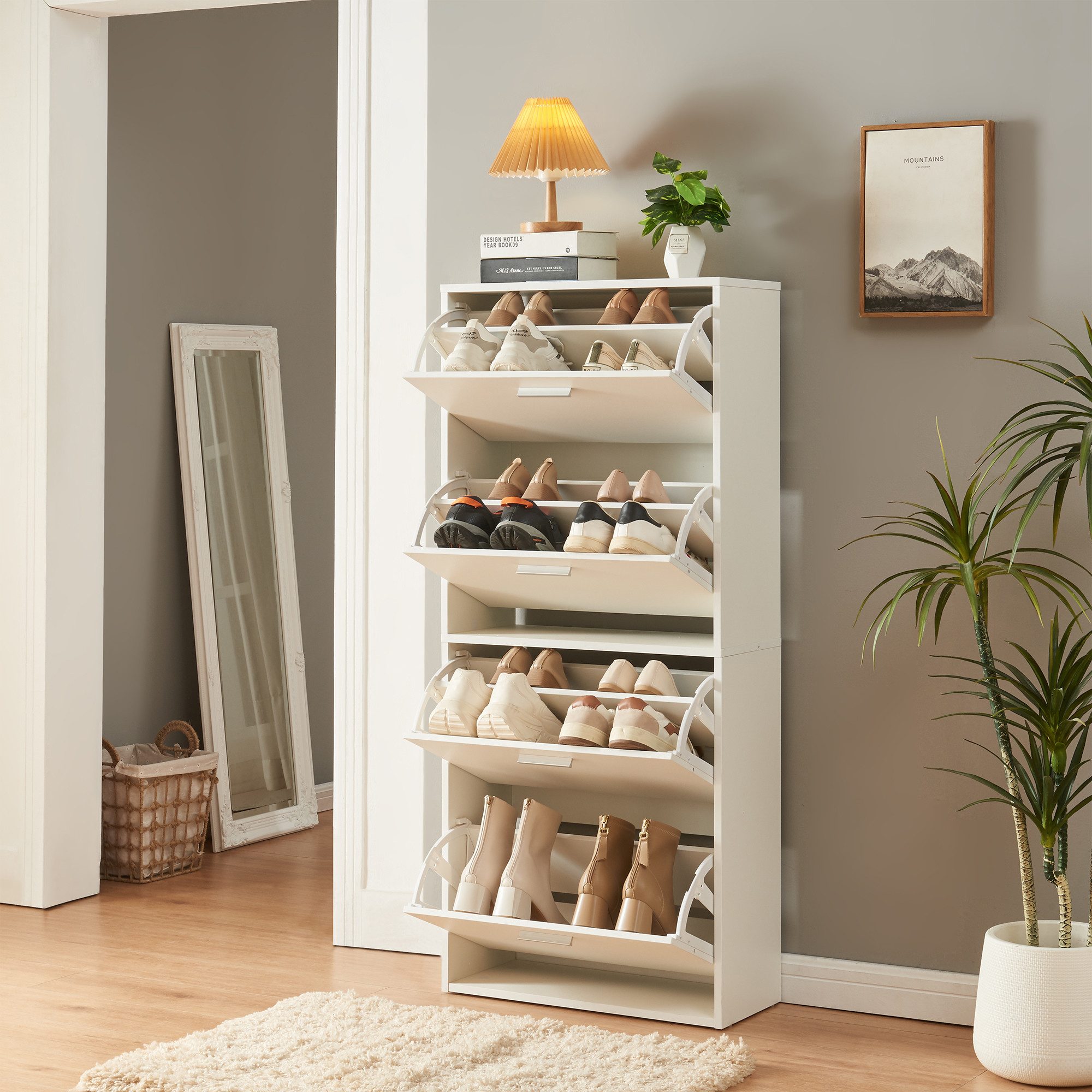 en.casa Schuhschrank »Sykkylven« Schuhkipper mit 4 günstig online kaufen