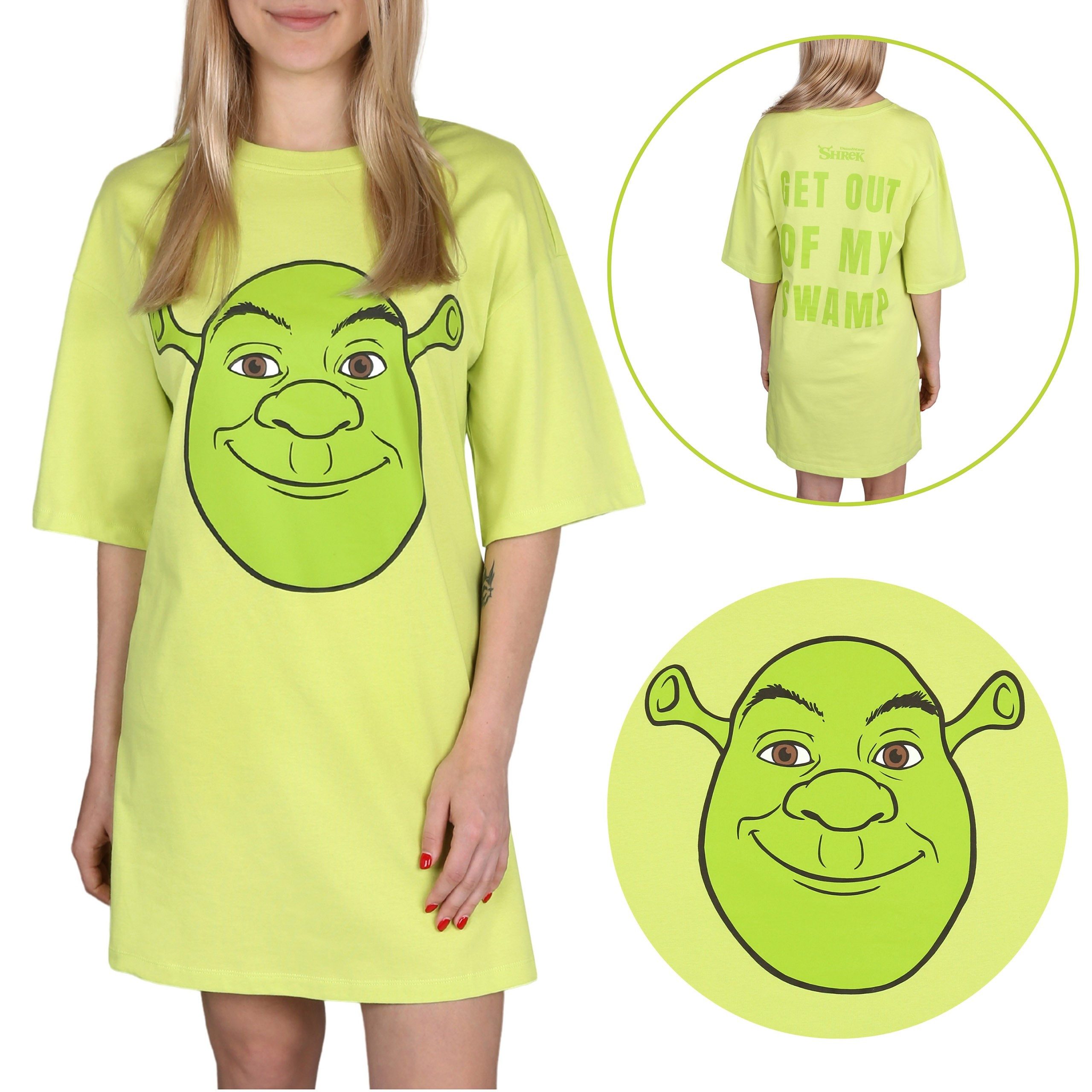 Sarcia.eu Nachthemd Shrek grünes, Damen-Nachthemd, Schlafshirt aus Baumwolle XS